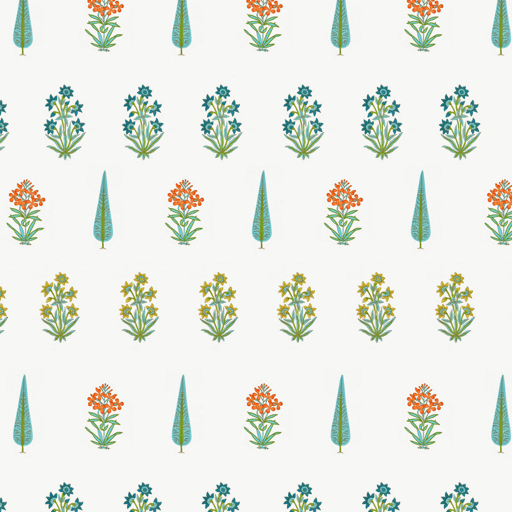 Turquoise Leaf Block Print Super King Bedsheet