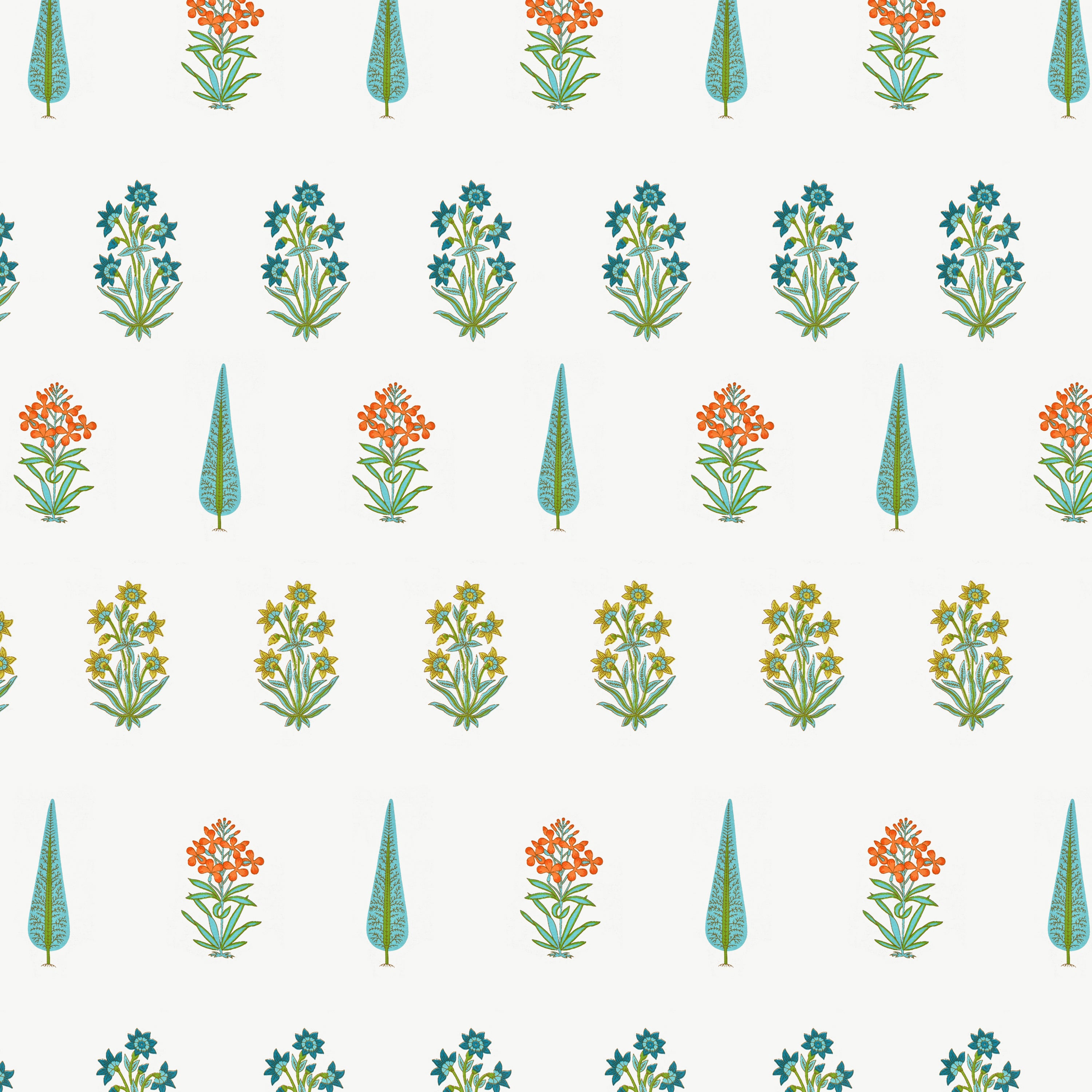 Turquoise Leaf Block Print Super King Bedsheet
