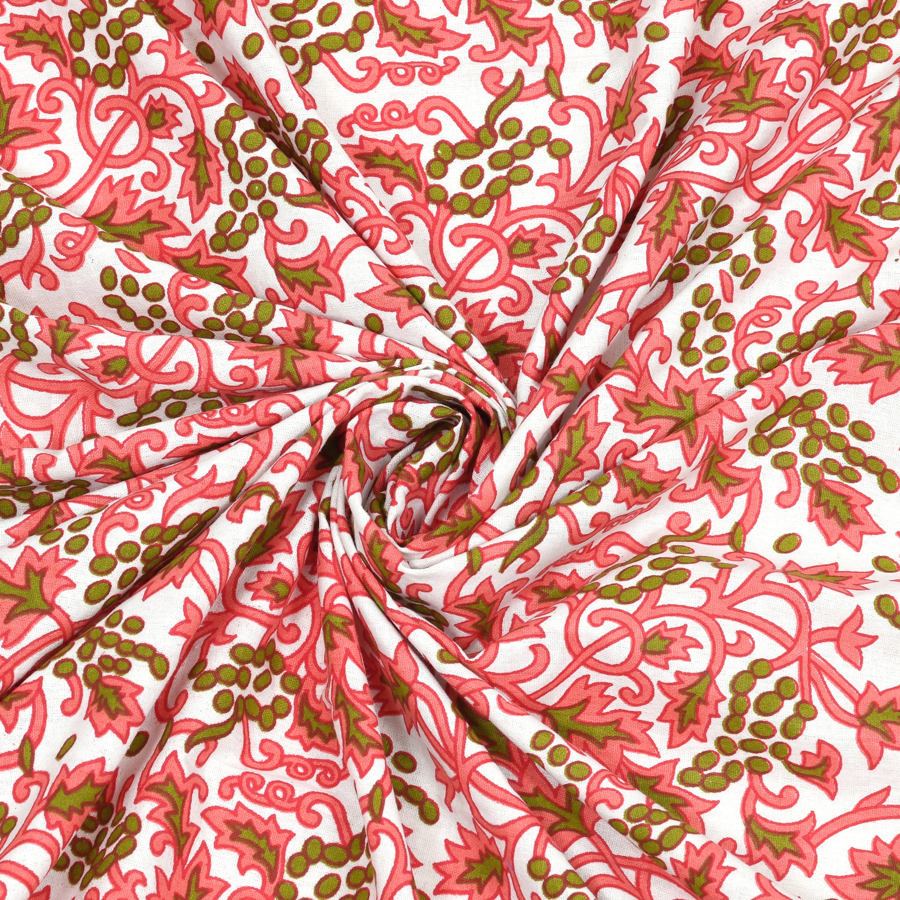 Paisley Buta Cotton Bedsheet – Coral & Olive Heritage Charm