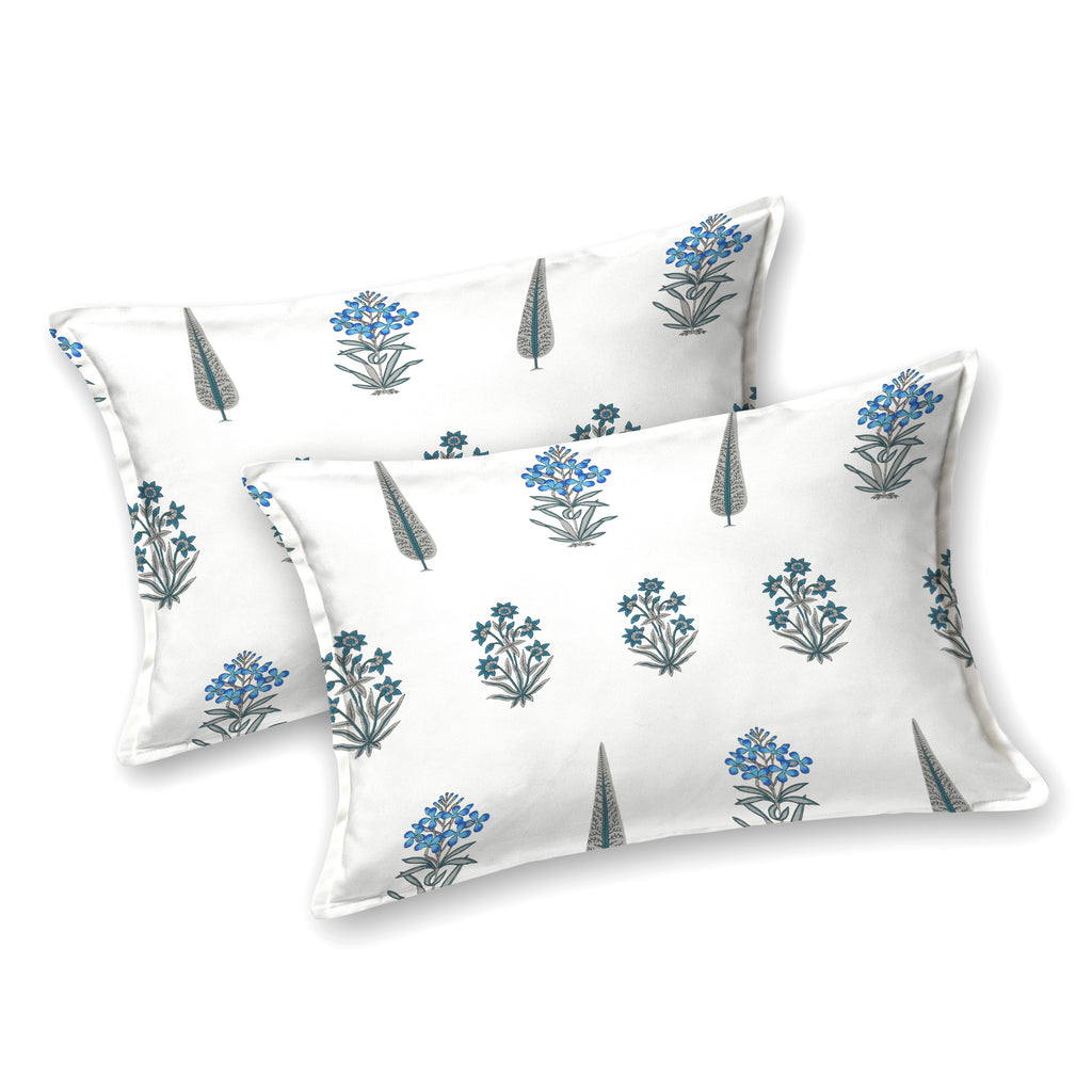 Grey Leaf Block Print Super King Bedsheet
