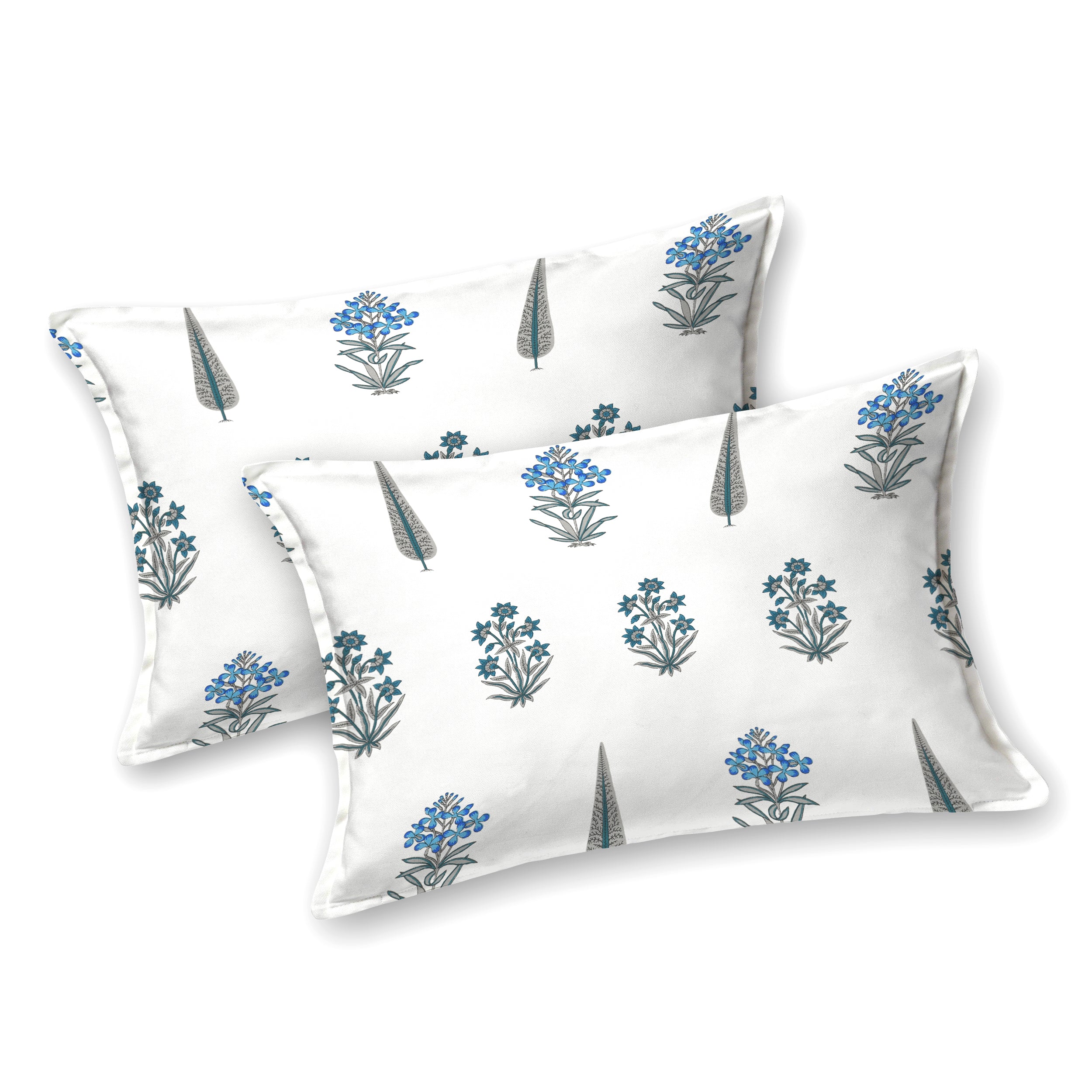 Grey Leaf Block Print Super King Bedsheet