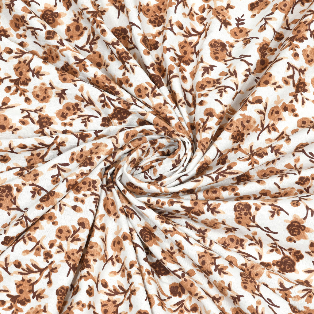 Jaipuri Floral Vine Cotton Bedsheet – Ochre Sand Serenity