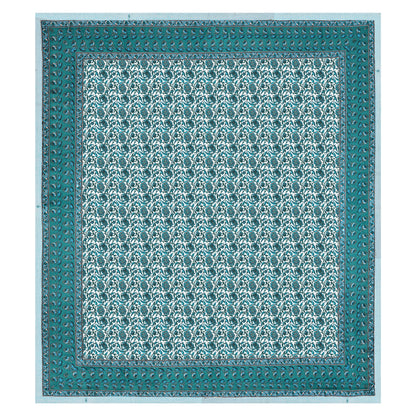Teal Tranquility – Floral Cotton Bedsheet Set