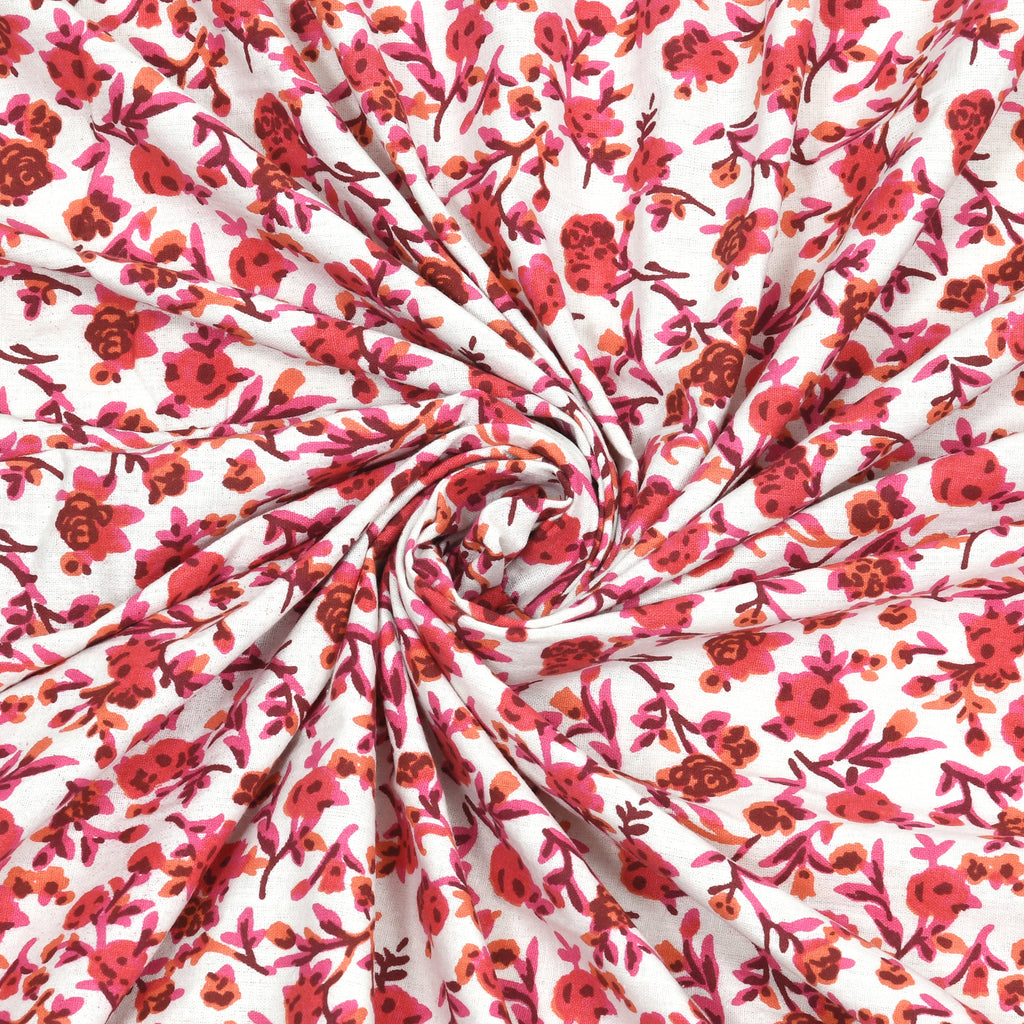 Jaipuri Floral Vine Cotton Bedsheet – Gulabi Meadow Charm