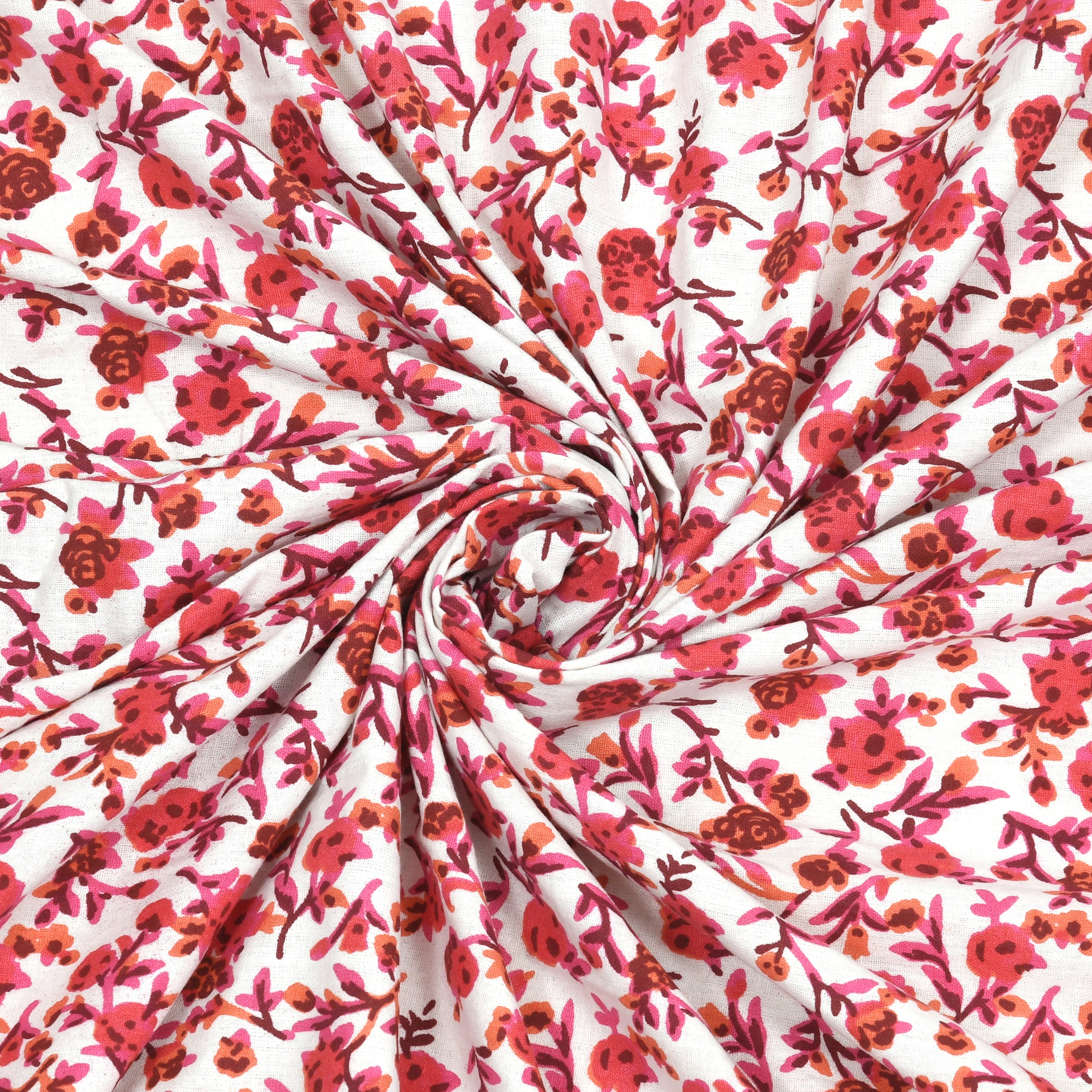 Jaipuri Floral Vine Cotton Bedsheet – Gulabi Meadow Charm