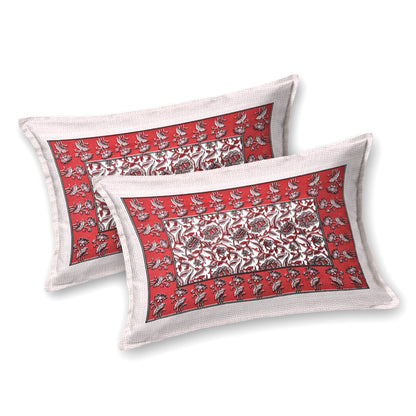Scarlet Bloom – Red Floral Cotton Bedsheet Set