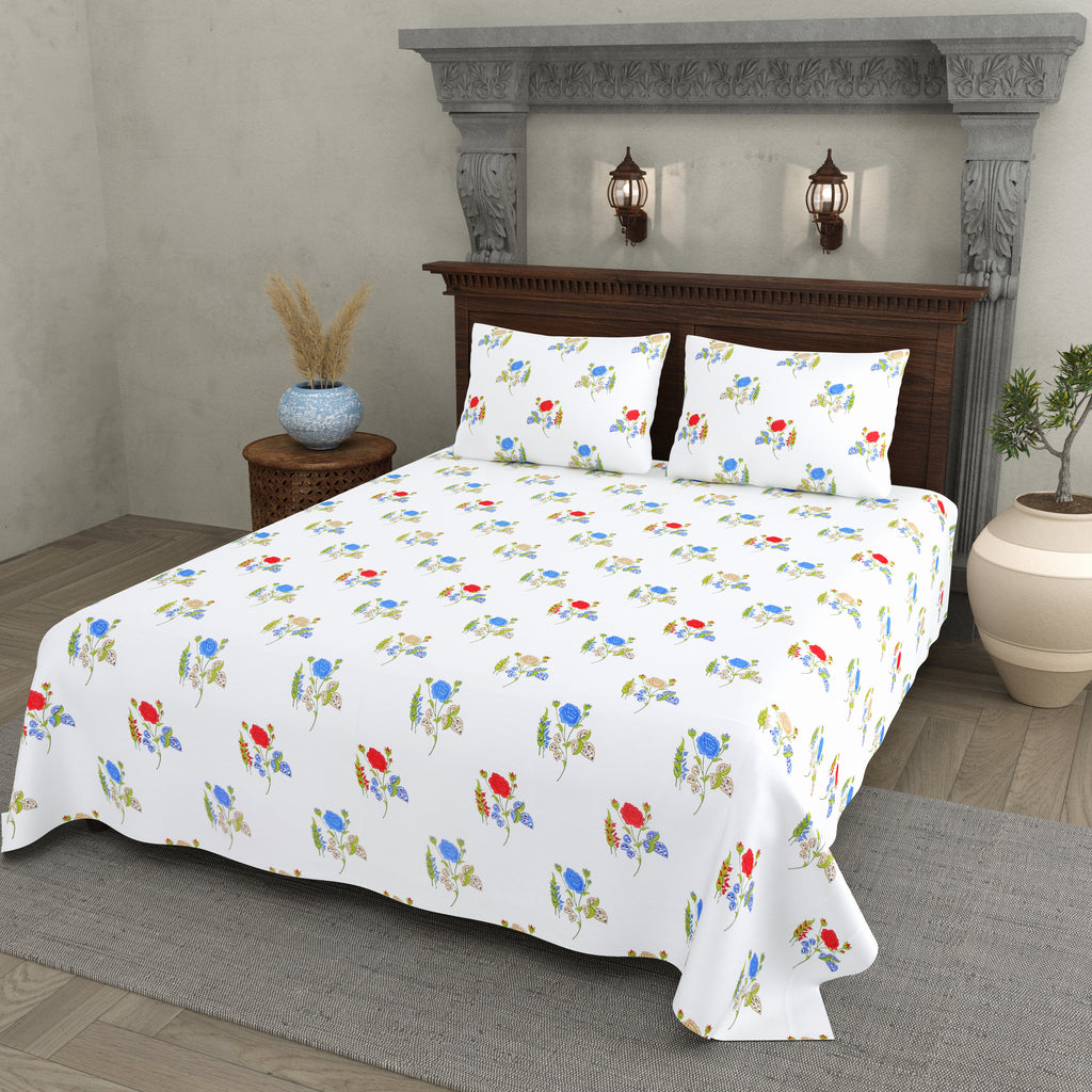 Multicolor Rose Print Super King Bedsheet