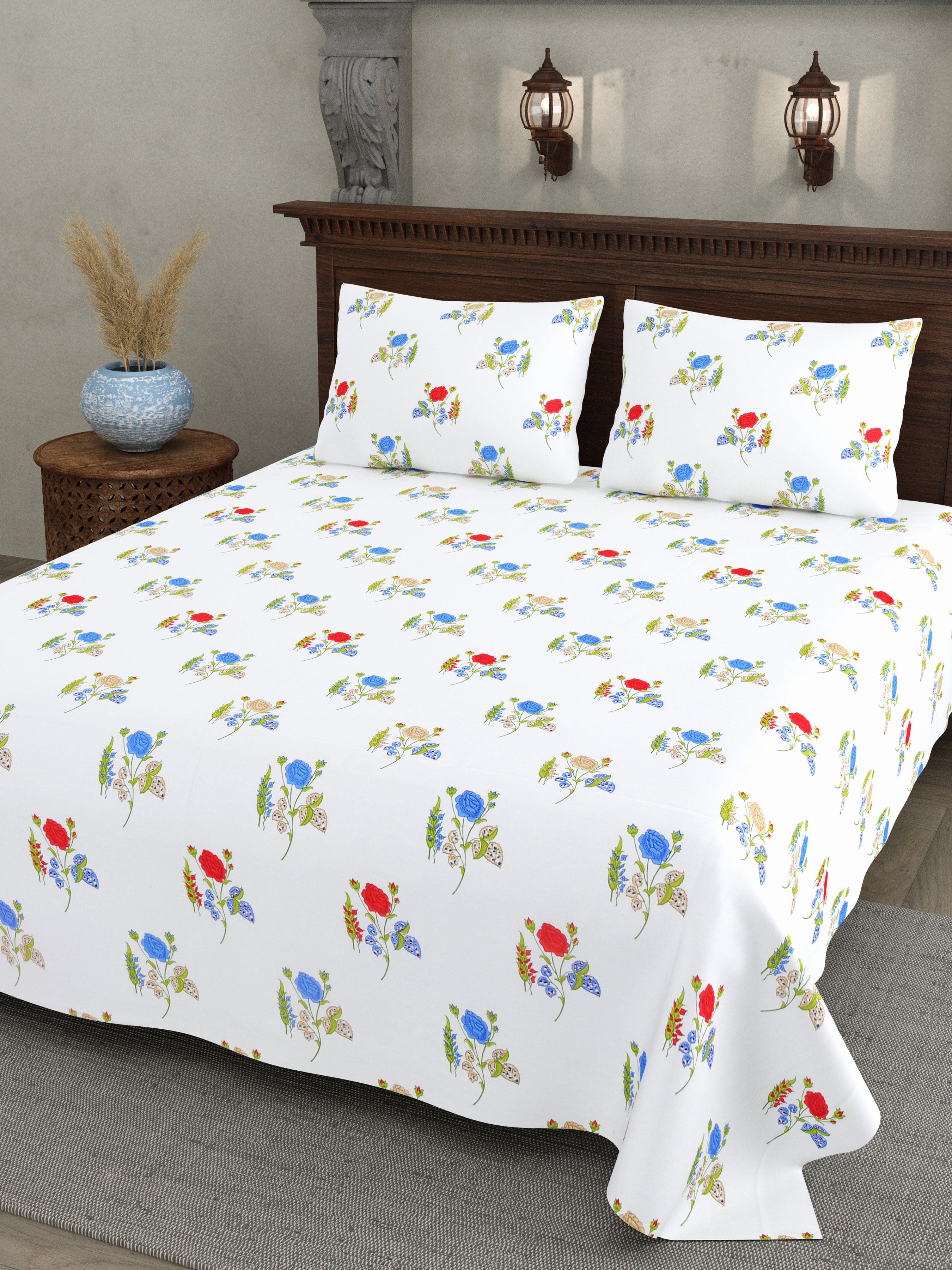 Multicolor Rose Print Super King Bedsheet