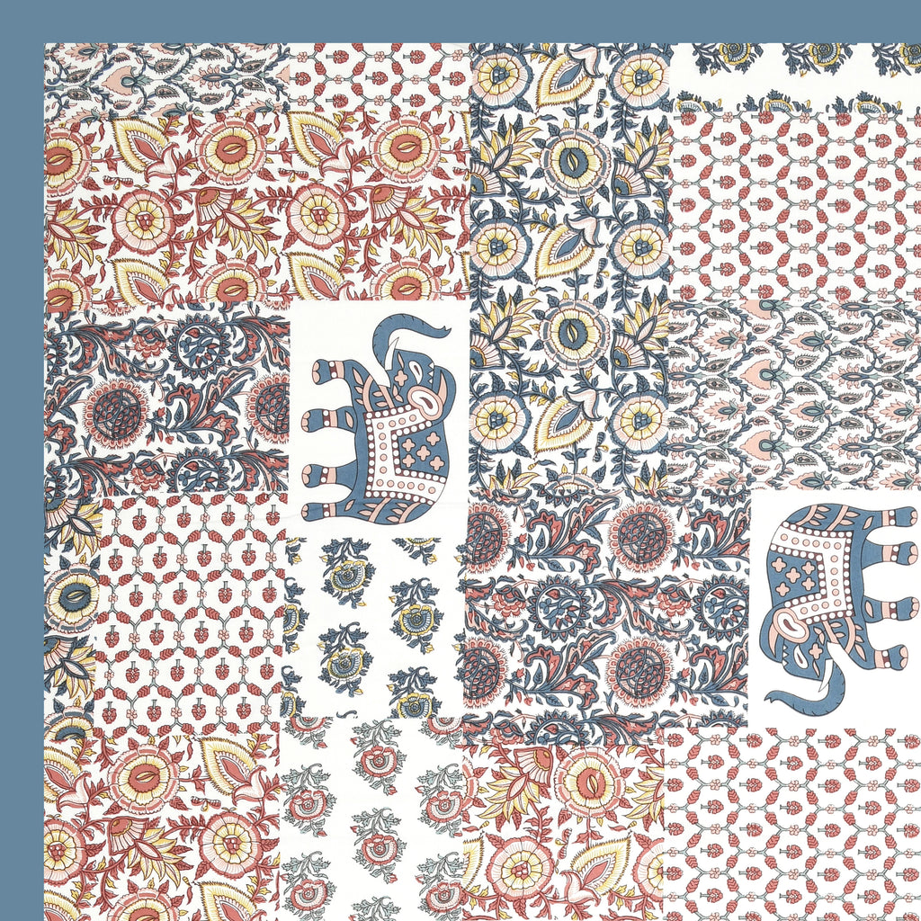 Multi-Color Elephant Patchwork Design King size bedsheet