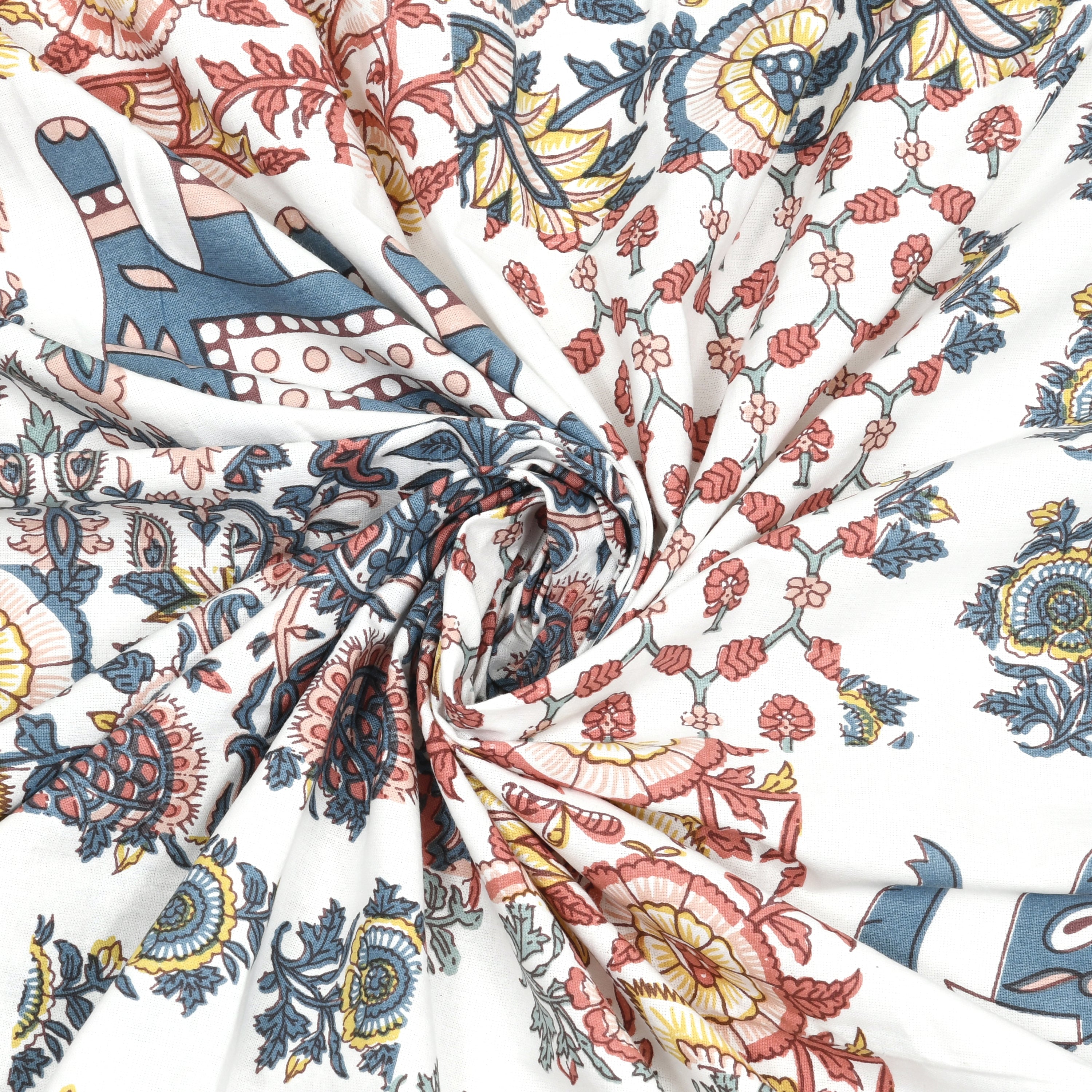 Multi-Color Elephant Patchwork Design King size bedsheet