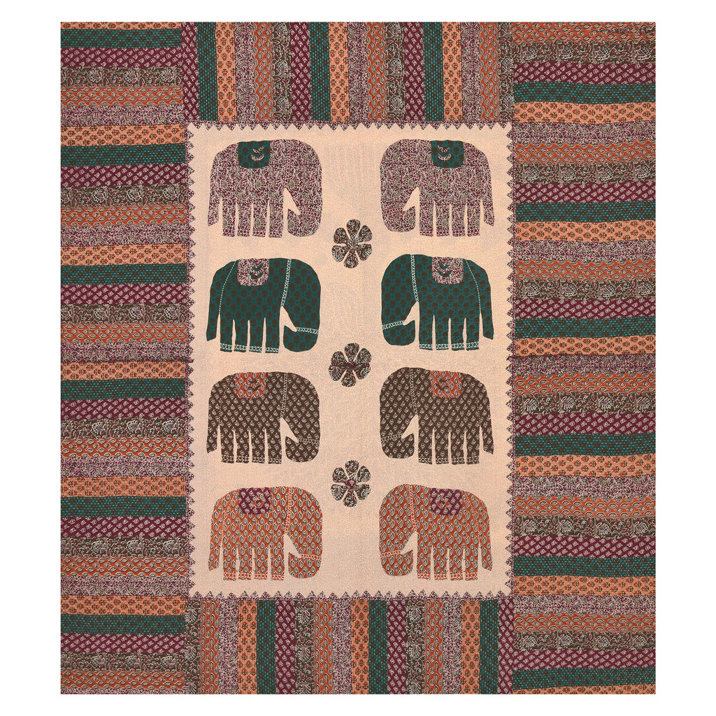 Elephant Motif Cotton Bedsheet – Multicolor Print