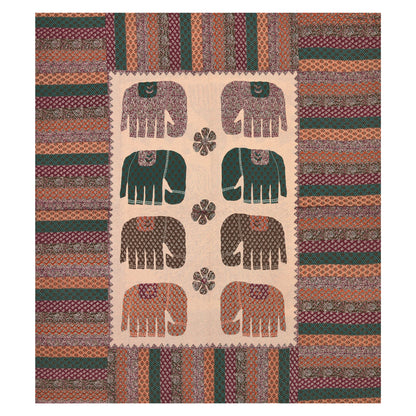 Elephant Motif Cotton Bedsheet – Multicolor Print