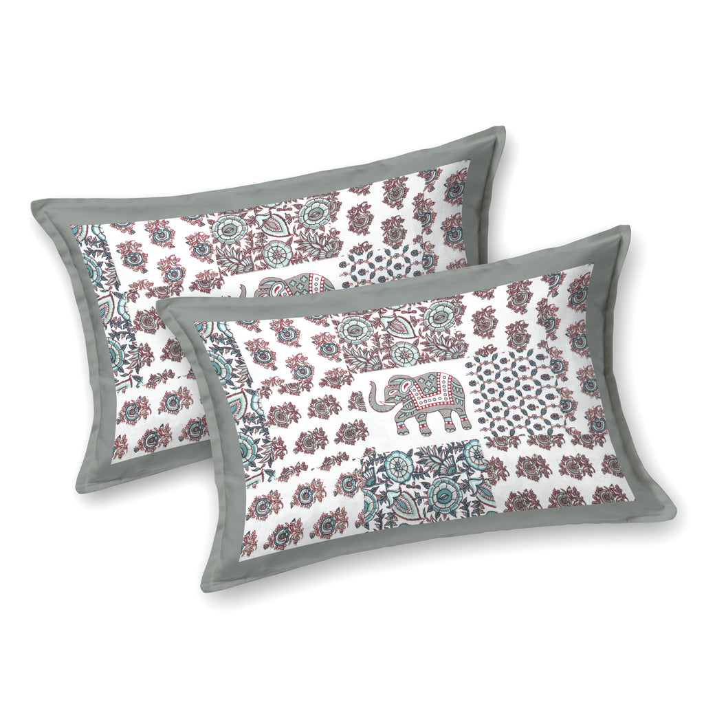 Grey Elephant Patchwork Design King size bedsheet