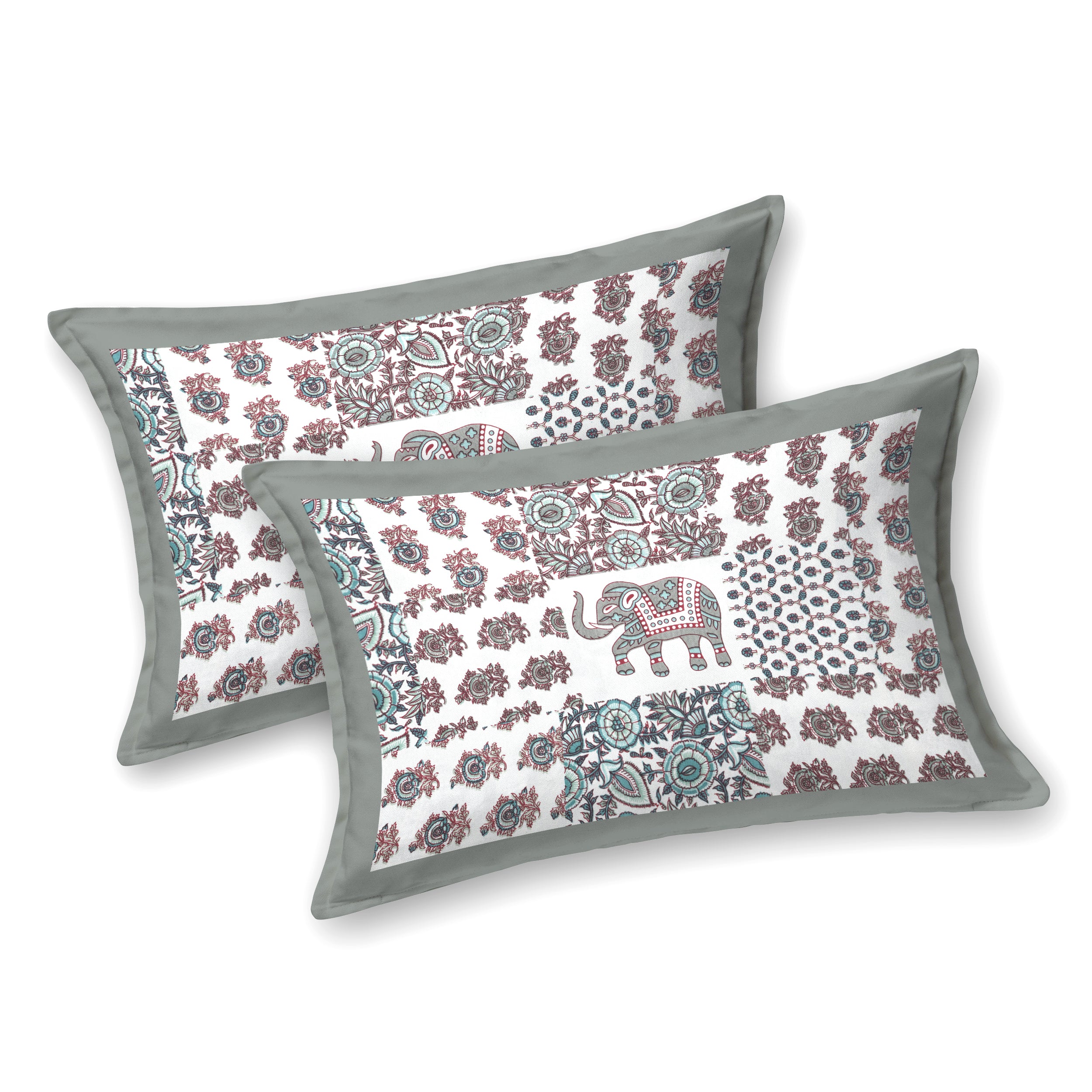 Grey Elephant Patchwork Design King size bedsheet