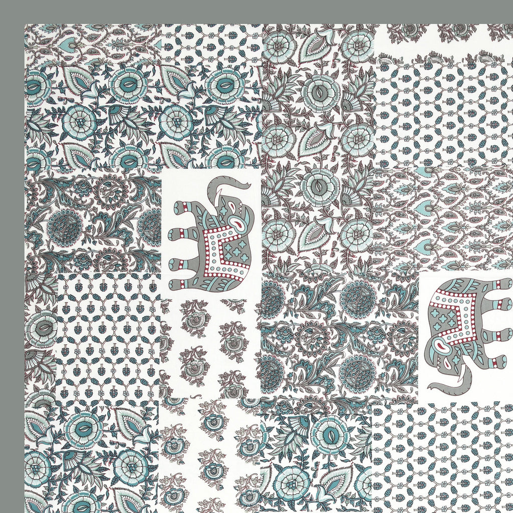 Grey Elephant Patchwork Design King size bedsheet