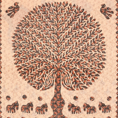 Tree of Life Cotton Bedsheet – Elephant Motif, Multicolor, 90x100 Inches