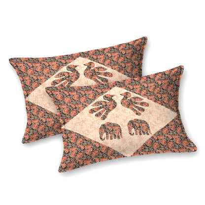 Tree of Life Cotton Bedsheet – Elephant Motif, Multicolor, 90x100 Inches