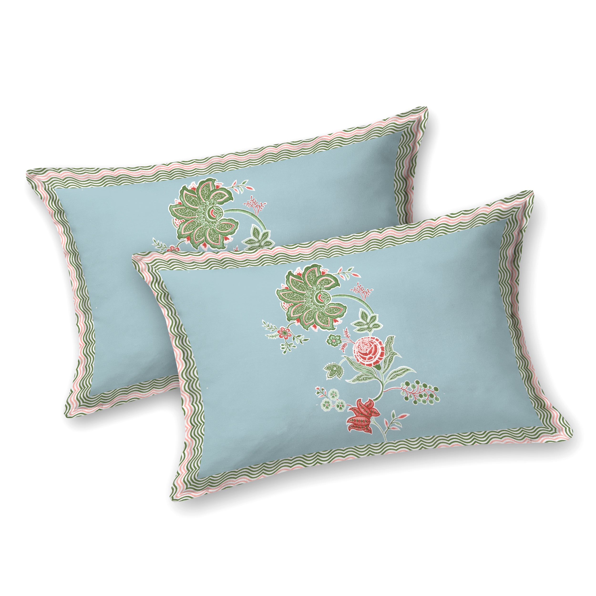 Blue Jaipuri Floral Print King Size Bedsheet