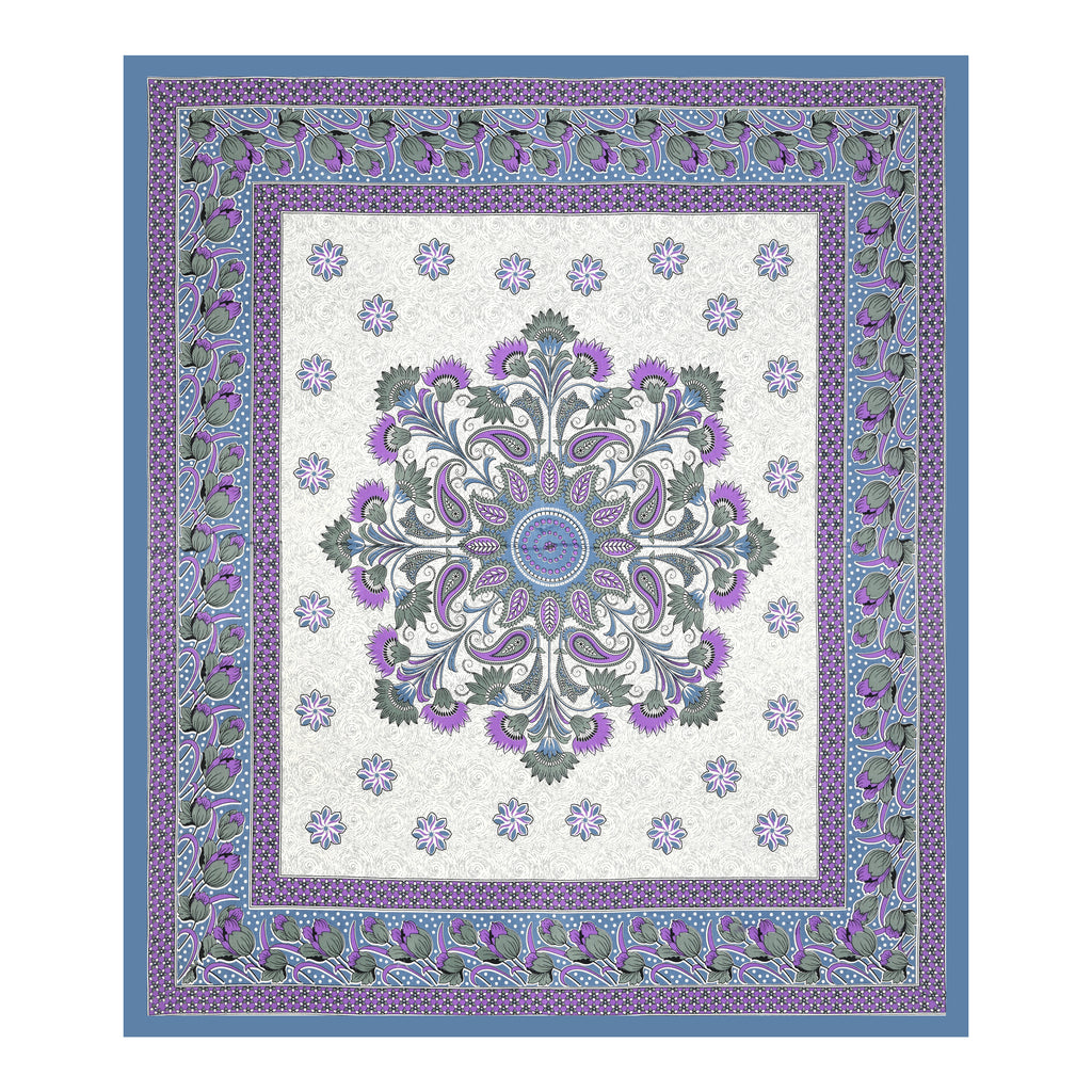 Royal Bloom Cotton Bedsheet – Purple Blue
