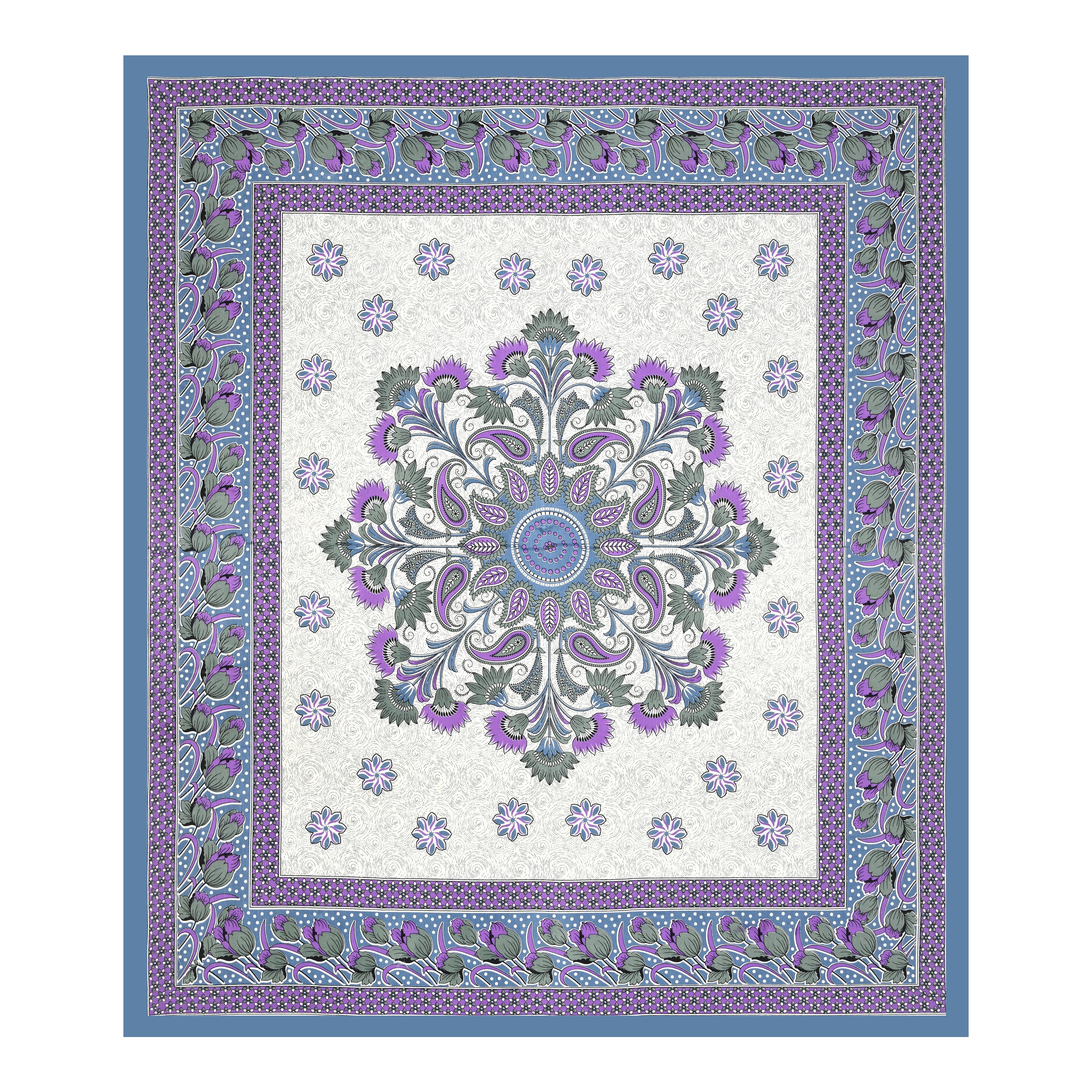 Royal Bloom Cotton Bedsheet – Purple Blue