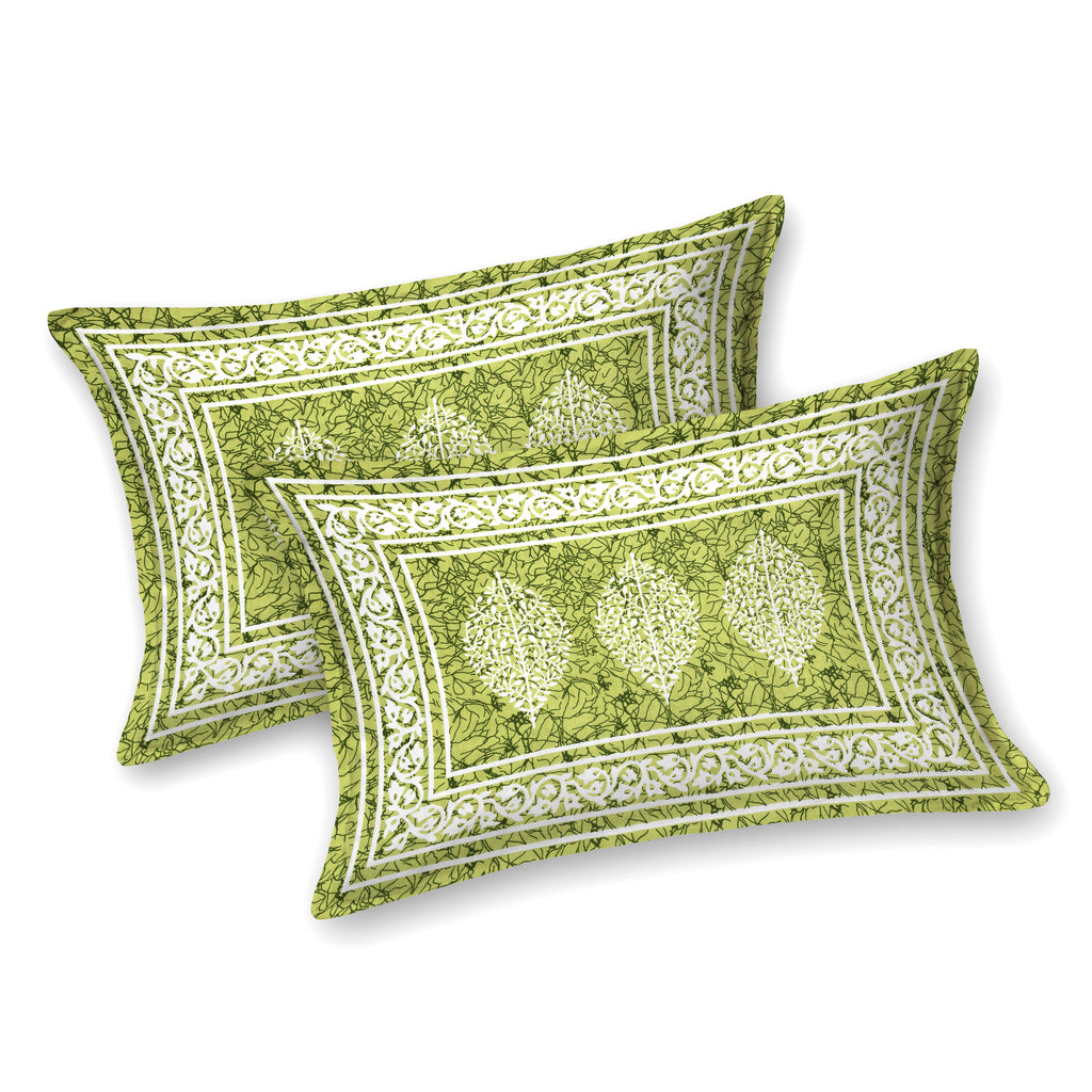 Green Leaf Motif Cotton Bedsheet