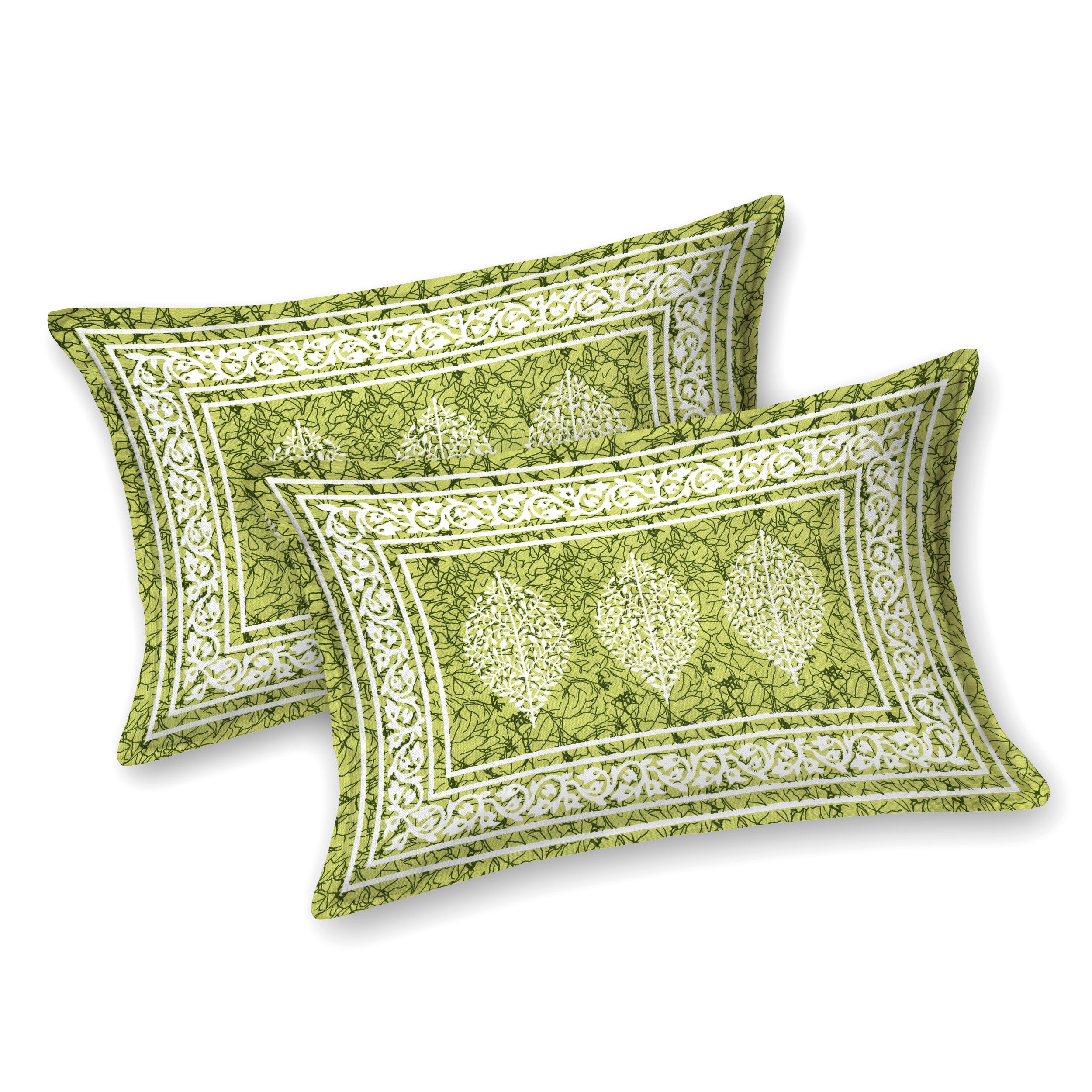 Green Leaf Motif Cotton Bedsheet