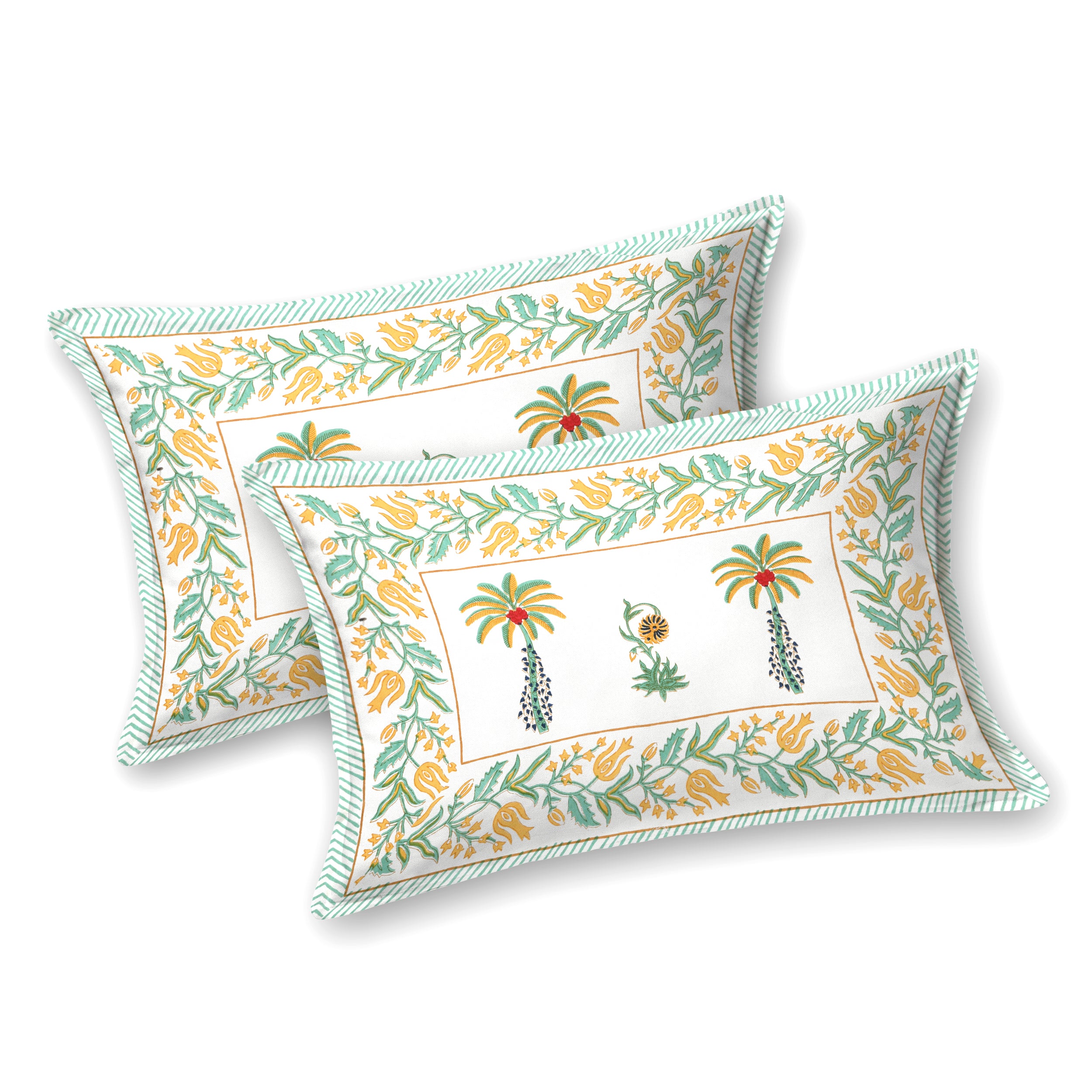 Palm Paradise King Size Bedsheet – Yellow Green