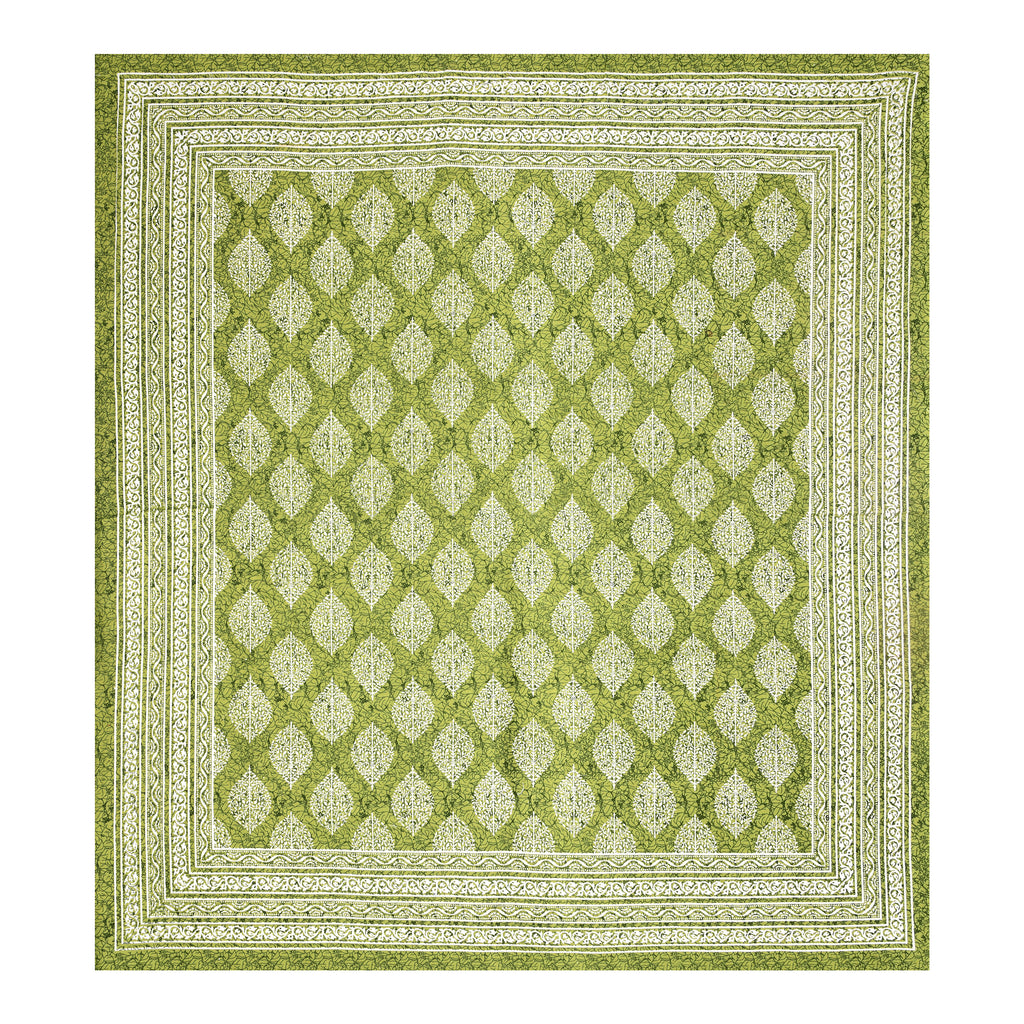 Green Leaf Motif Cotton Bedsheet