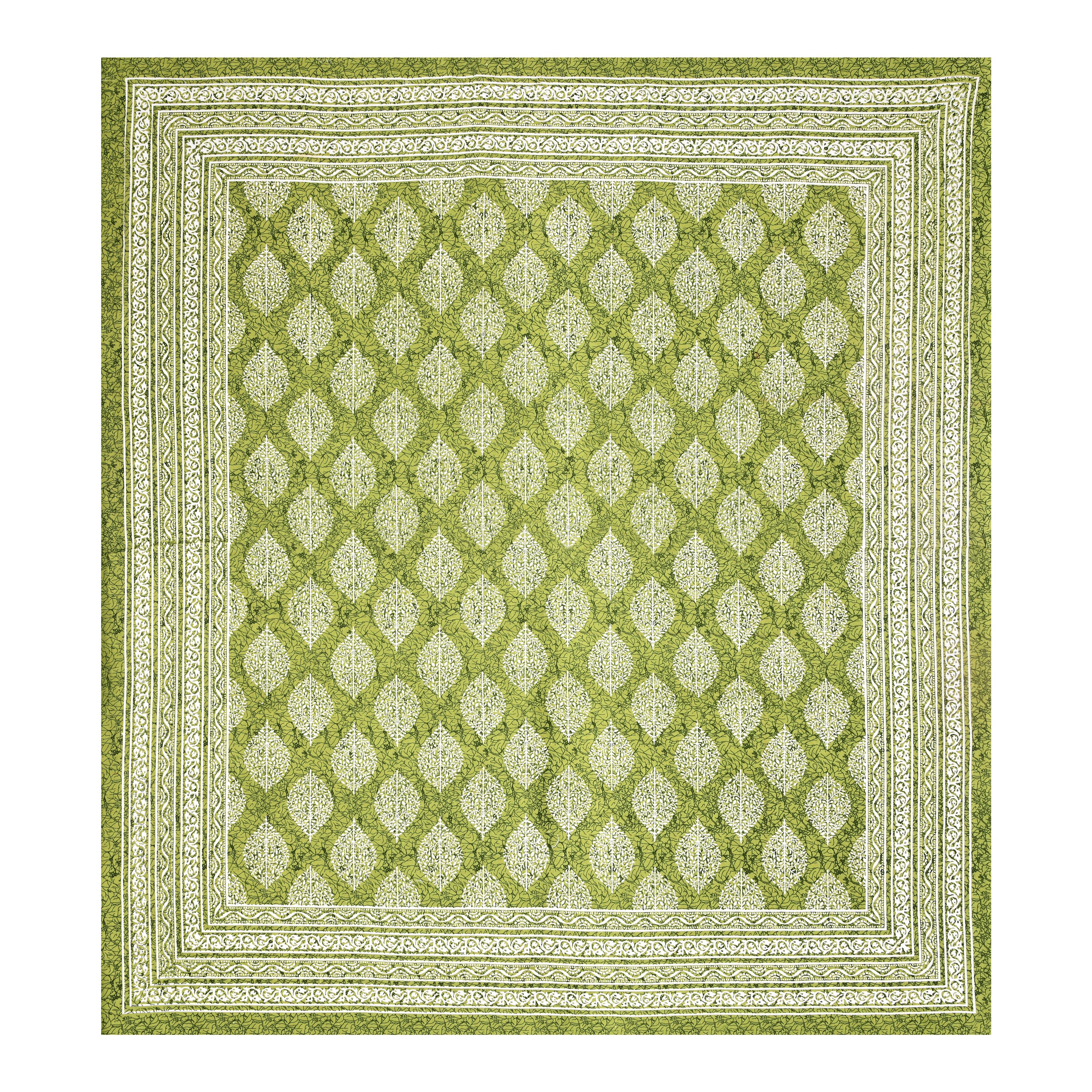 Green Leaf Motif Cotton Bedsheet