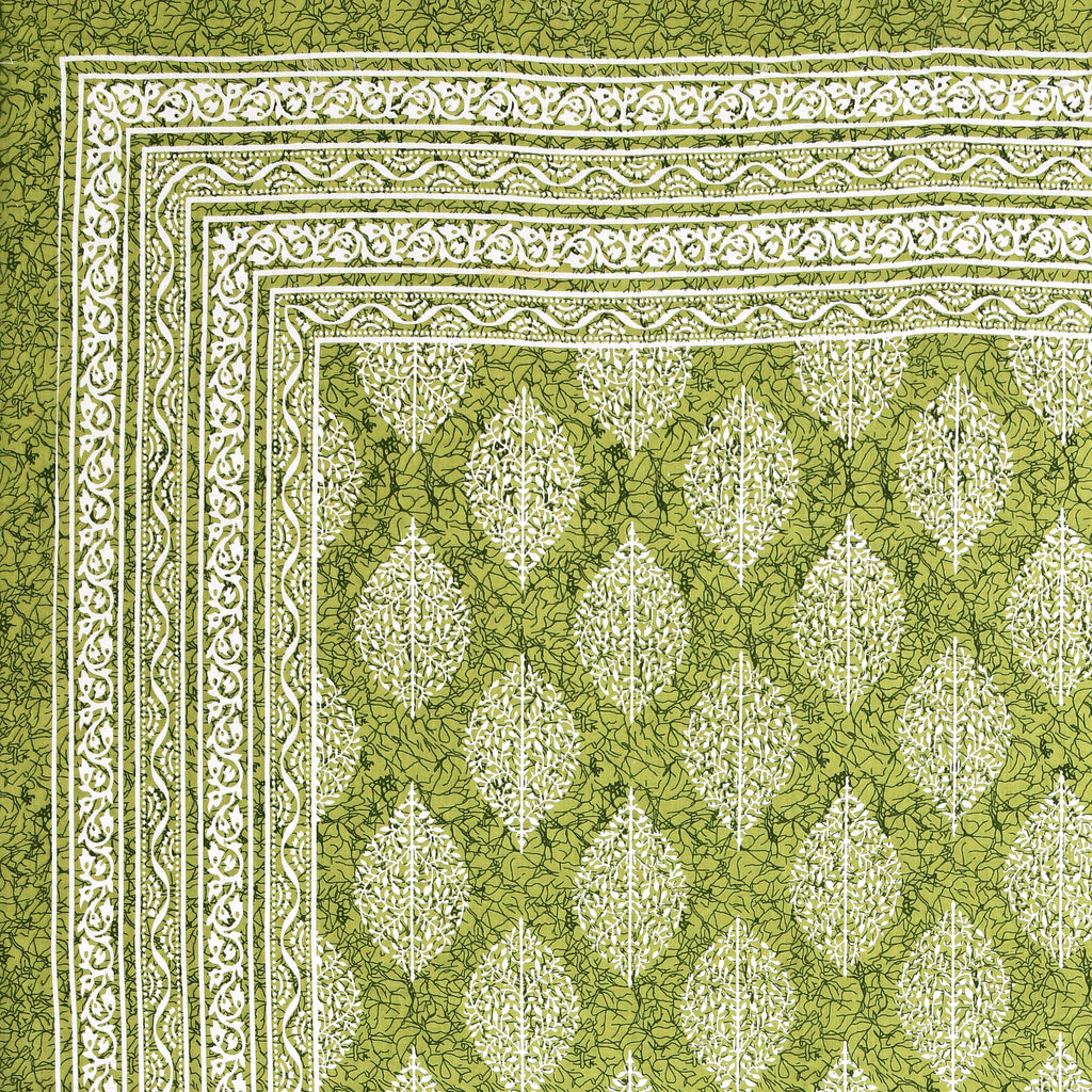 Green Leaf Motif Cotton Bedsheet