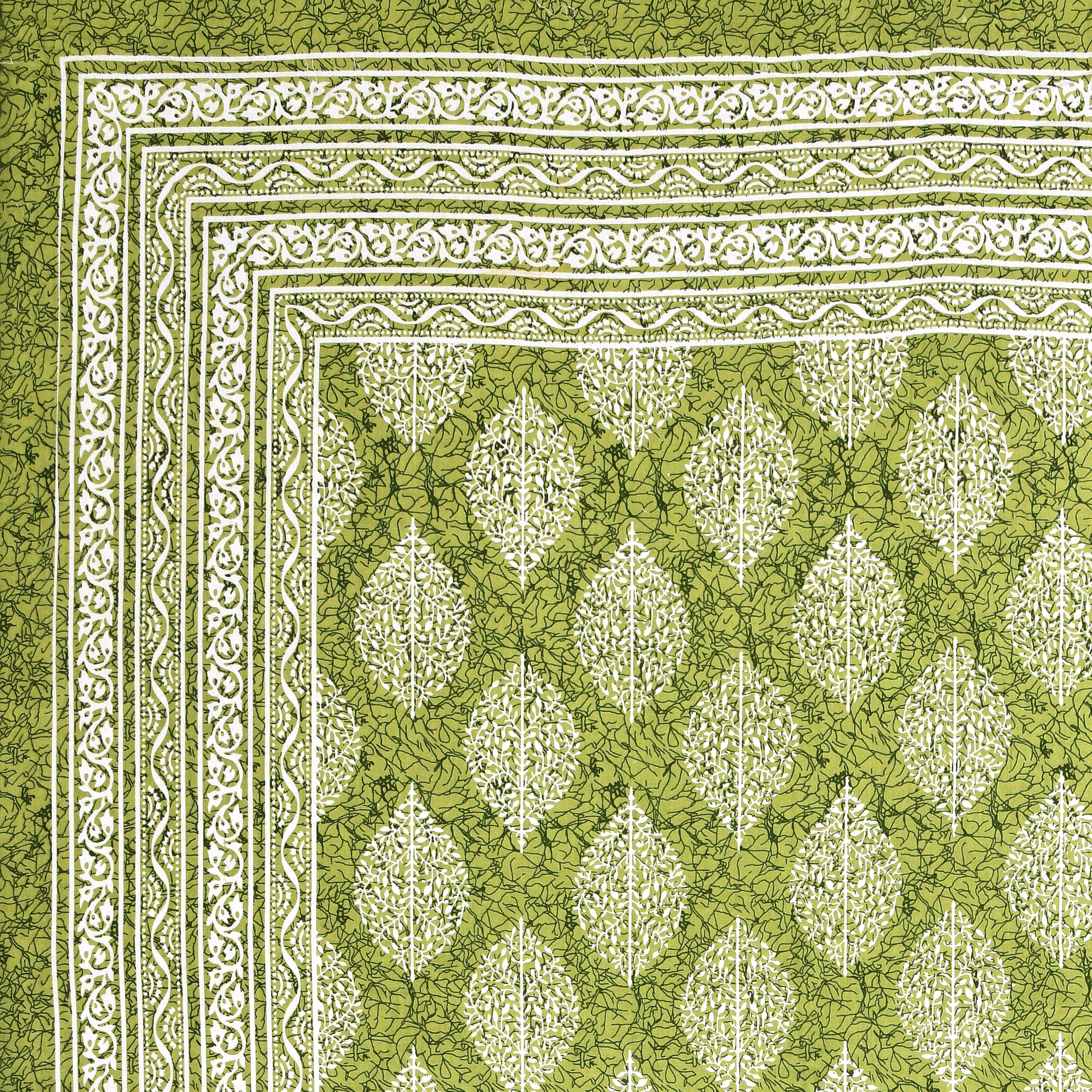 Green Leaf Motif Cotton Bedsheet