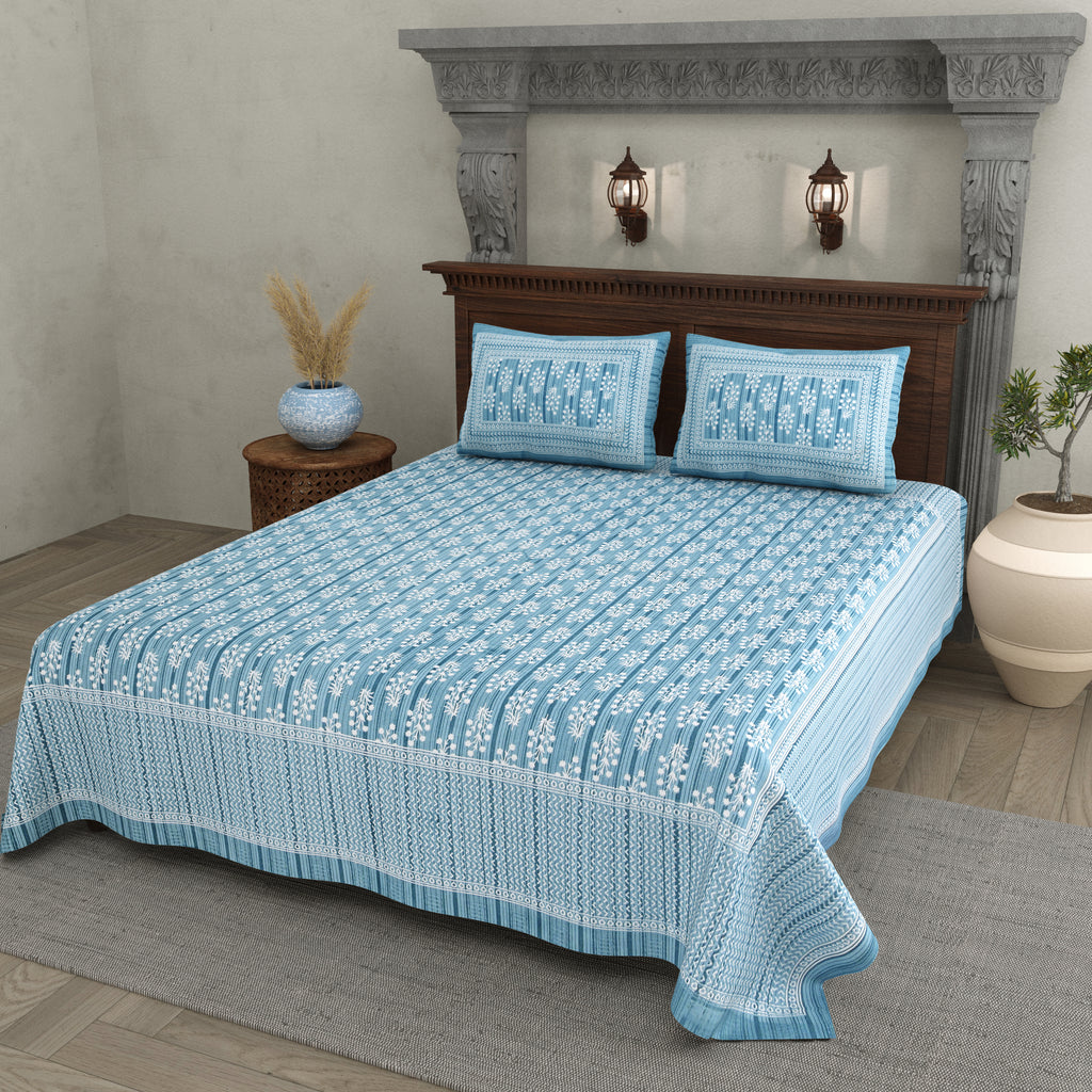 Blue Harmony Cotton Bedsheet