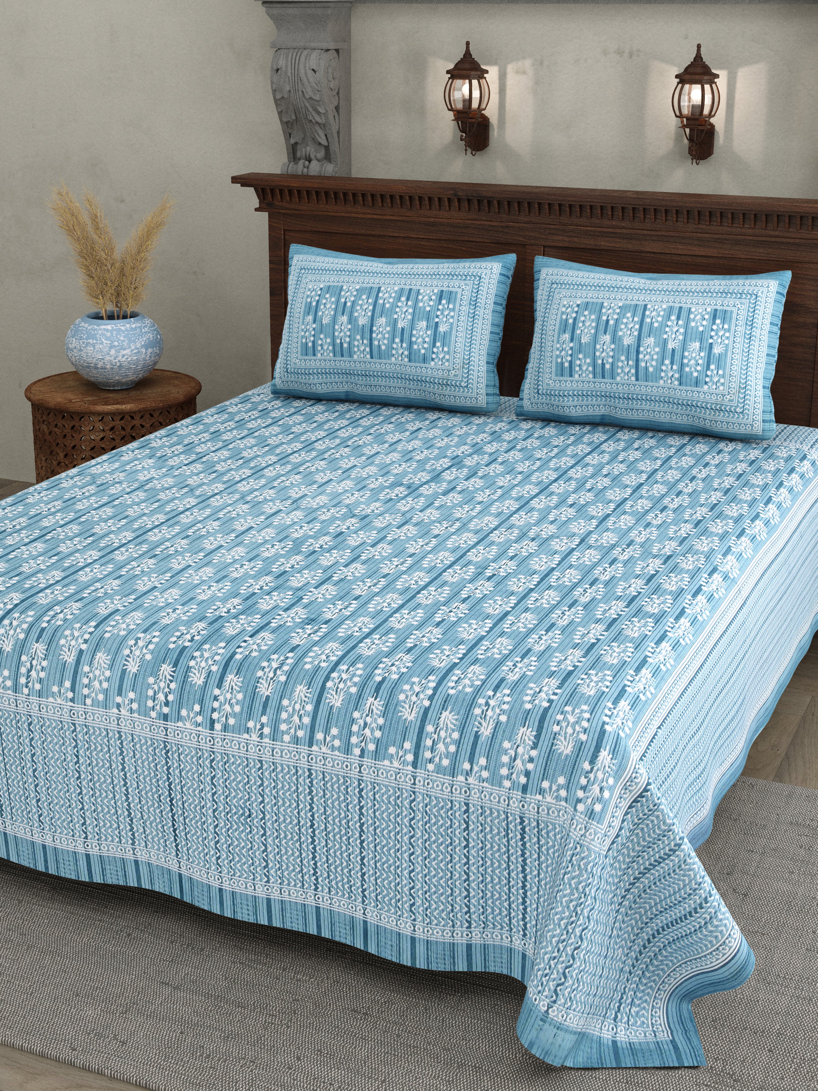 Blue Harmony Cotton Bedsheet