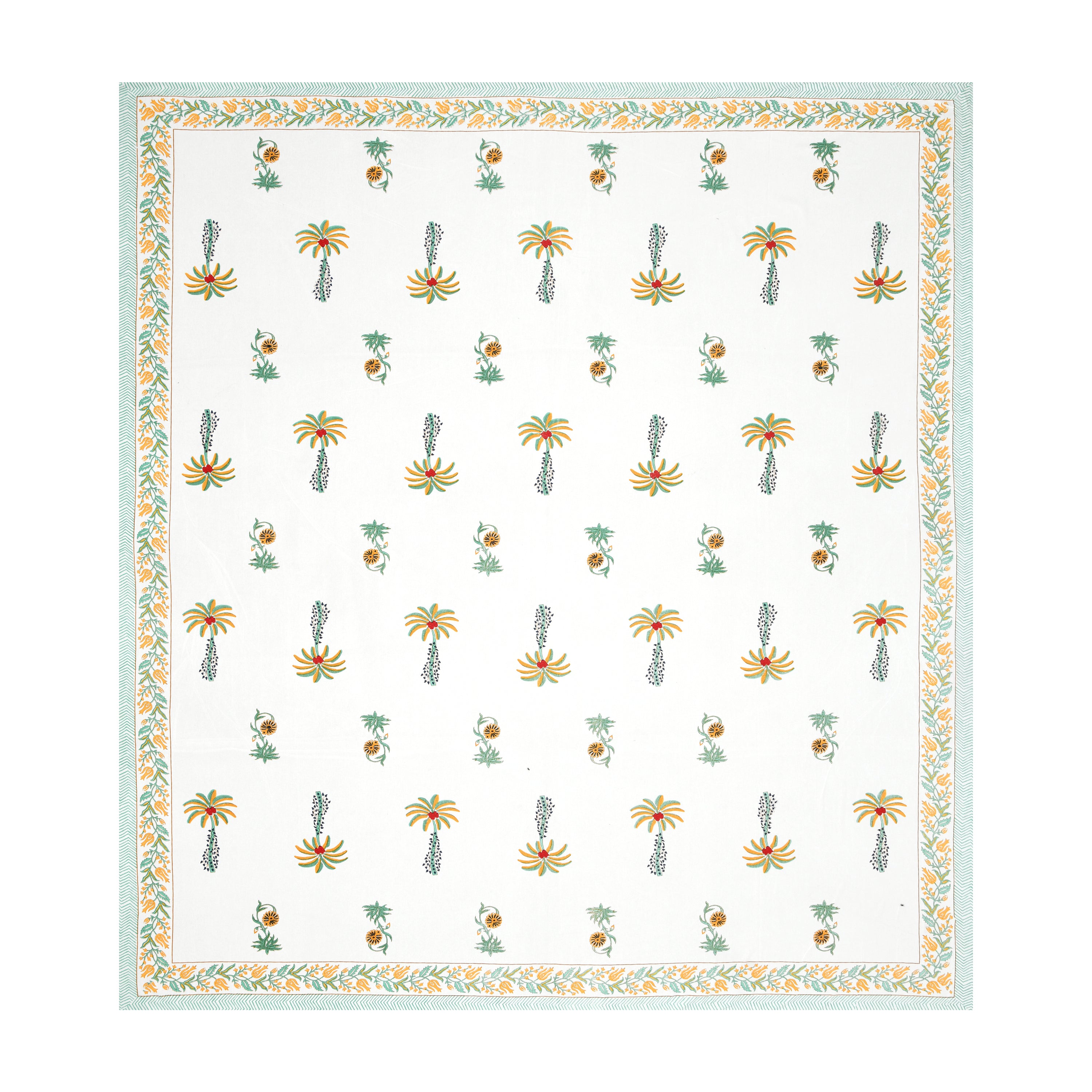 Palm Paradise King Size Bedsheet – Yellow Green