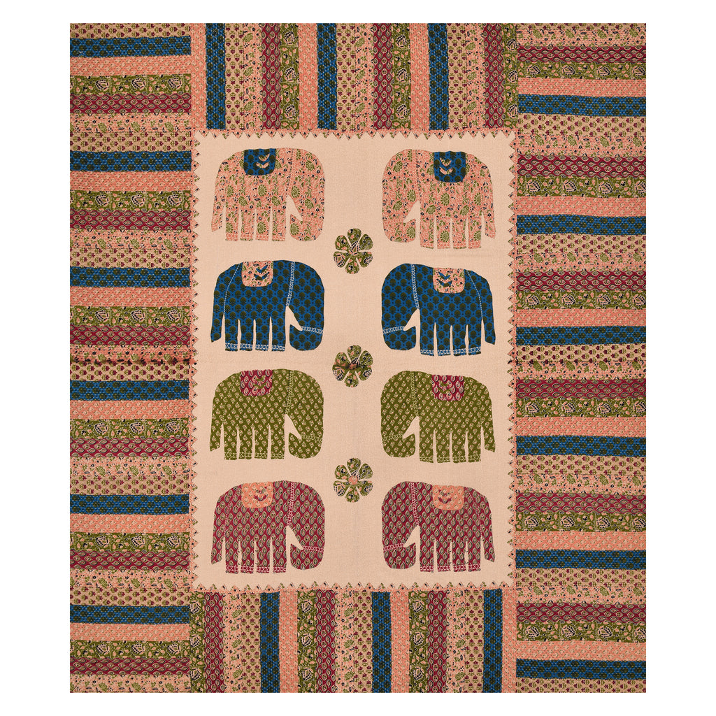 Royal Elephant Motif Cotton Bedsheet – Multicolor Print