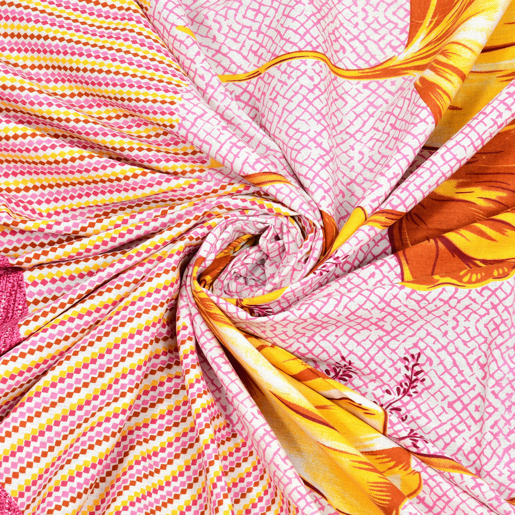 Mustard Tulip Bloom Cotton Bedsheet