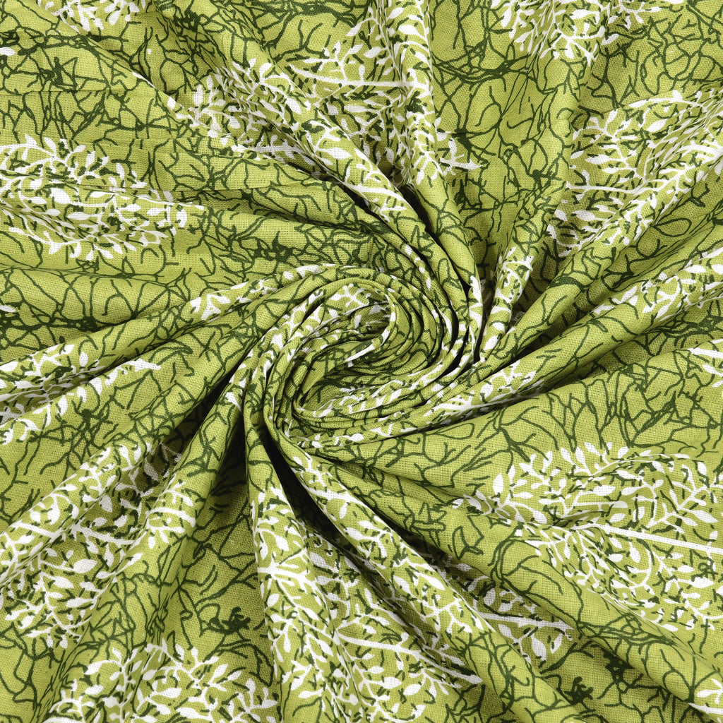 Green Leaf Motif Cotton Bedsheet