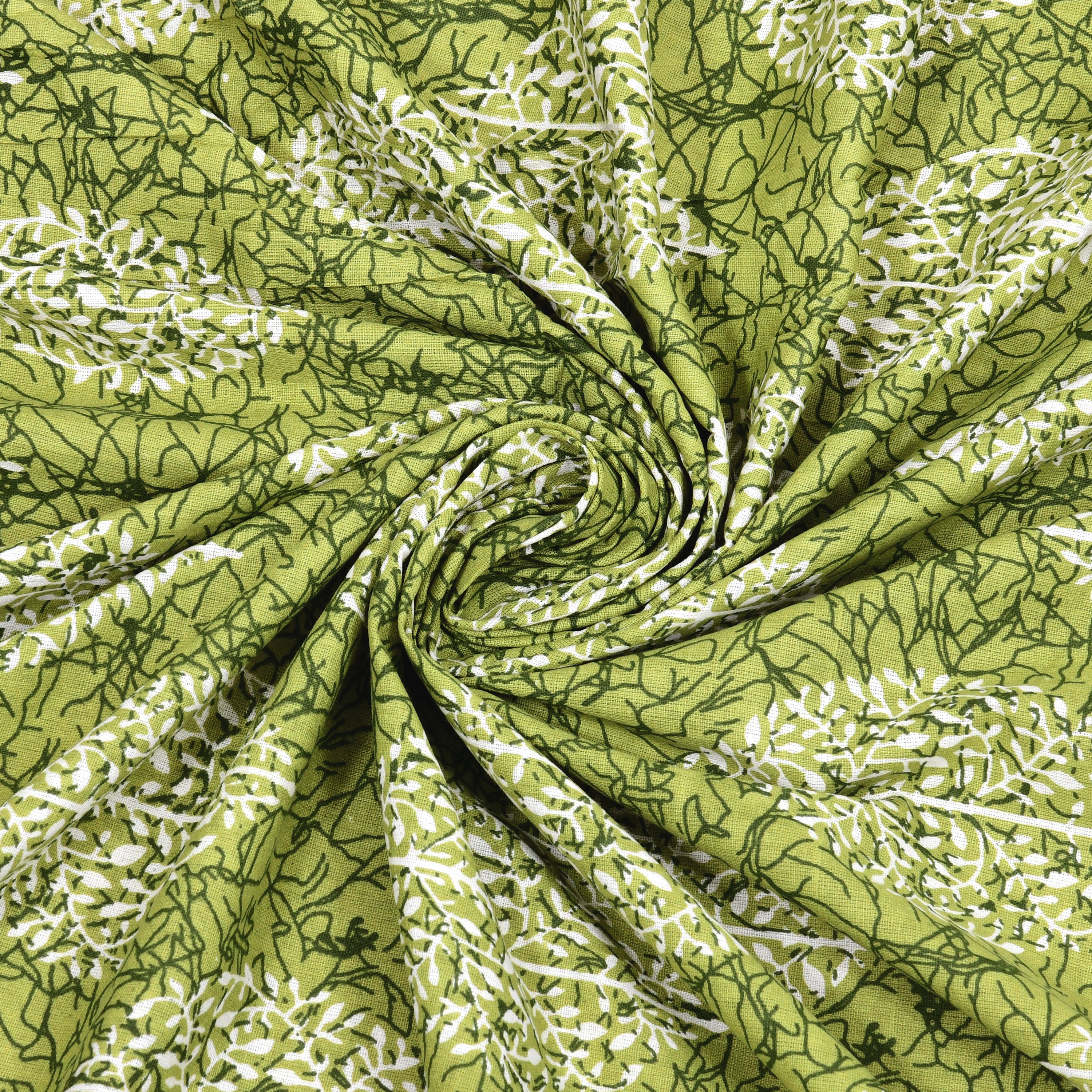 Green Leaf Motif Cotton Bedsheet