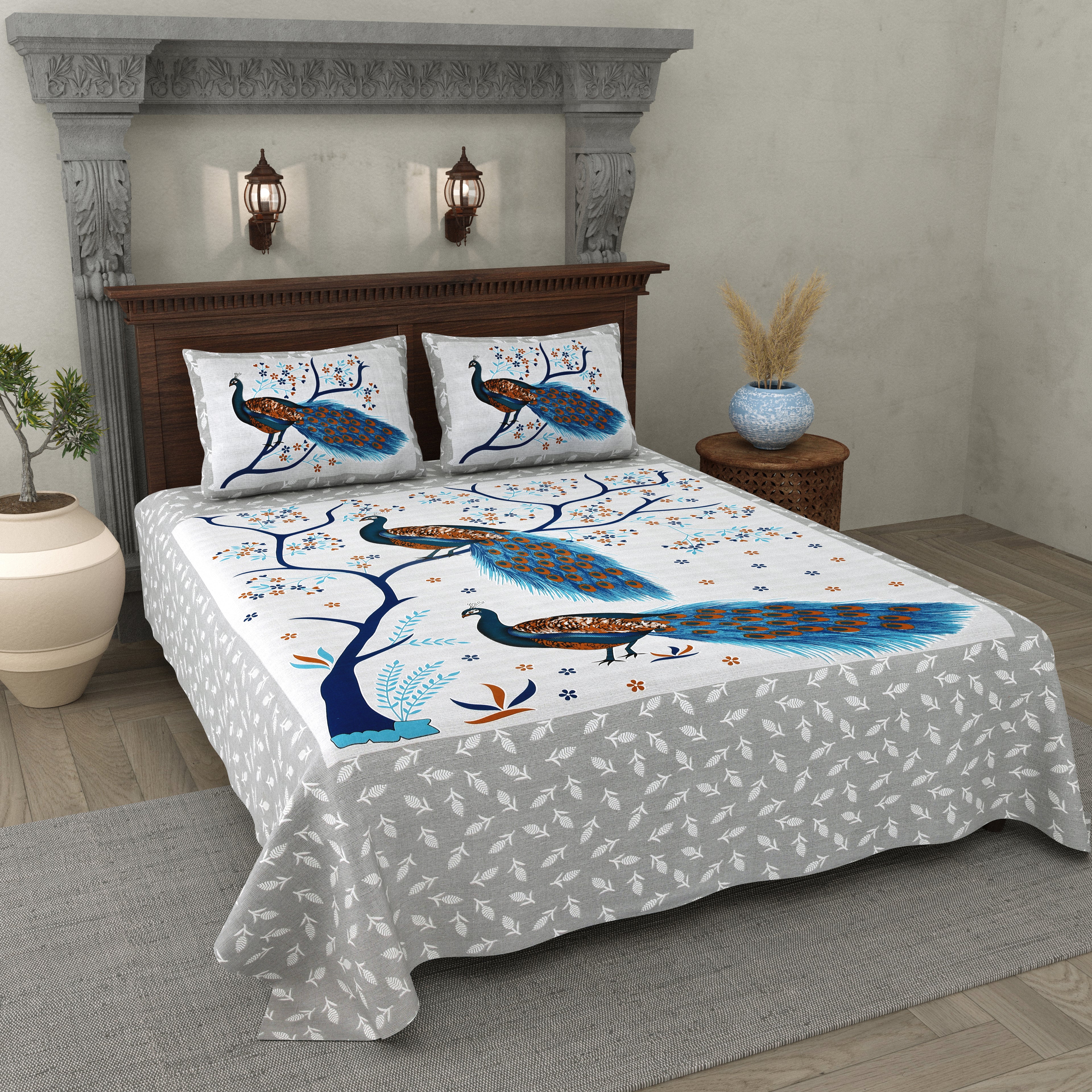 Royal Peacock Cotton Bedsheet