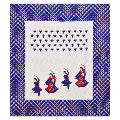 Royal Blue Garba Dance Print Cotton Bedsheet – Folk Art