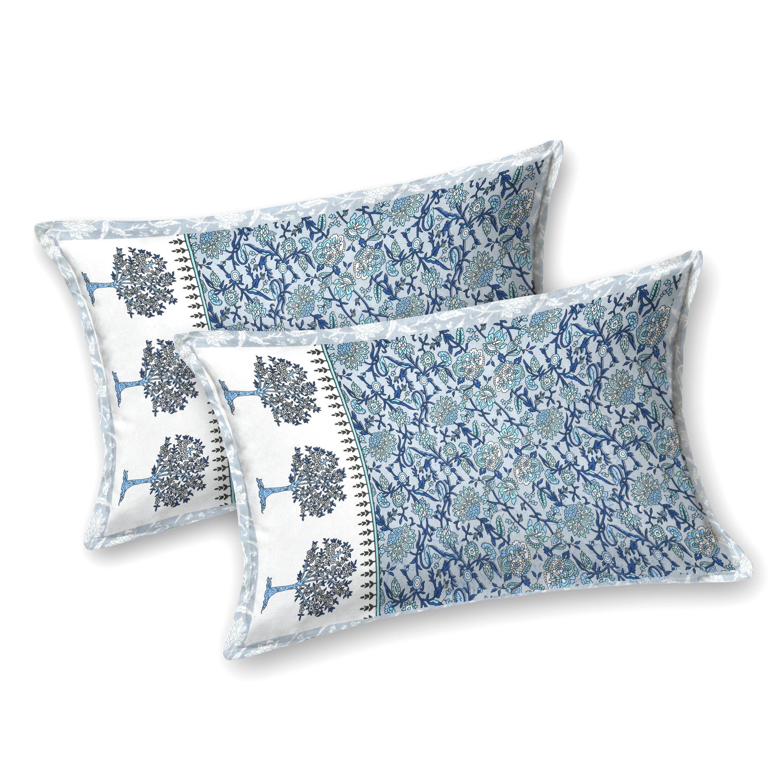 Blue Tree Motif King Size Bedsheet
