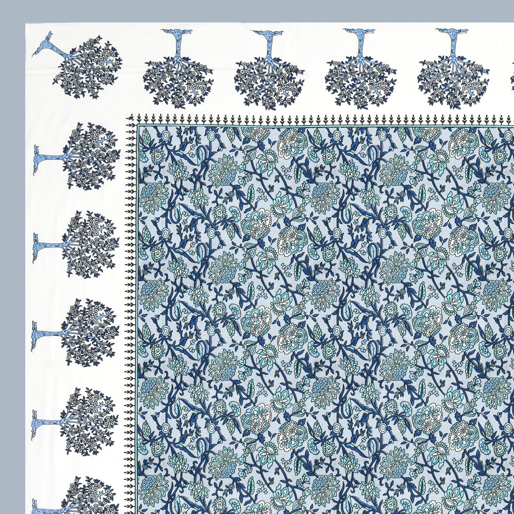 Blue Tree Motif King Size Bedsheet