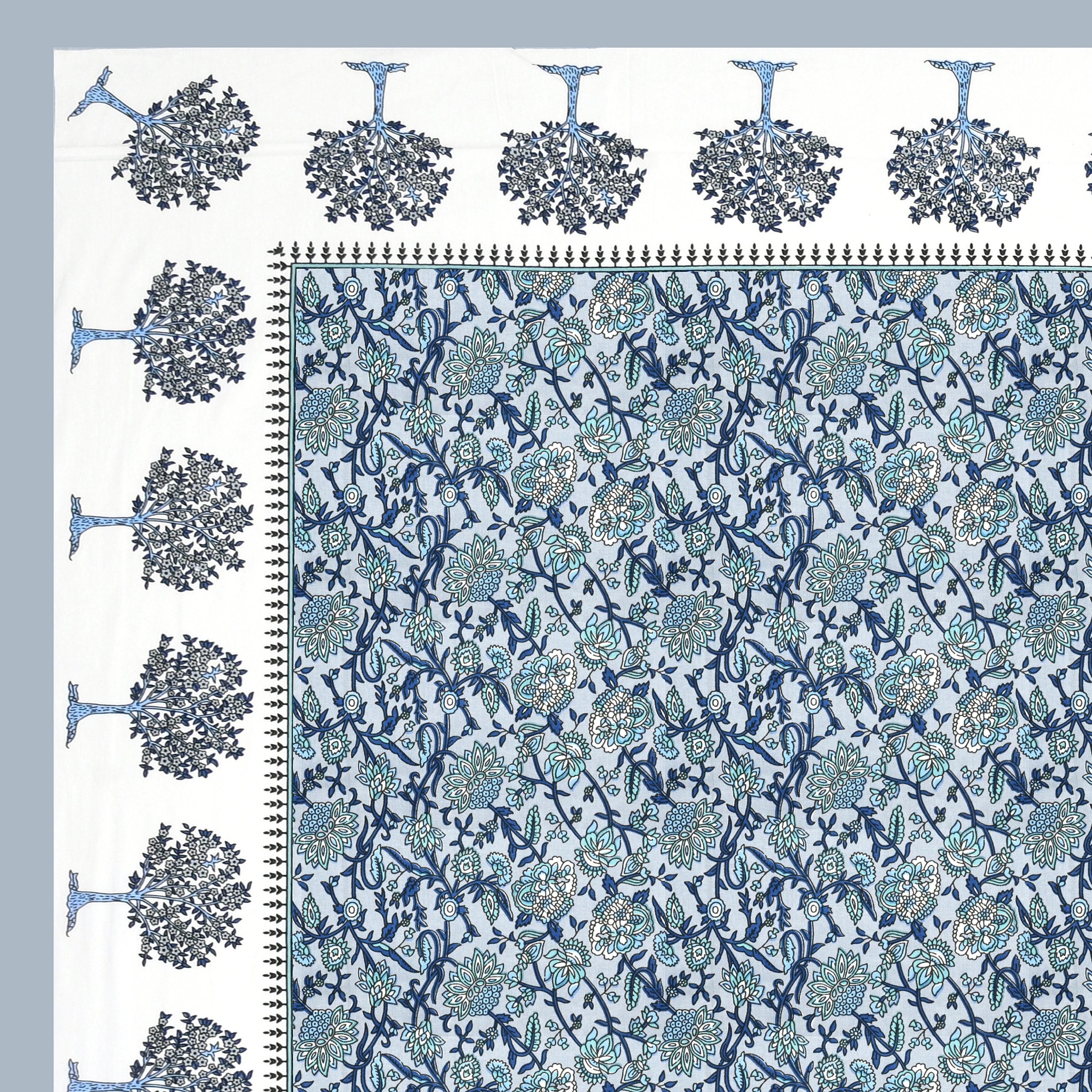 Blue Tree Motif King Size Bedsheet