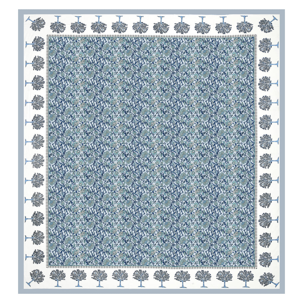 Blue Tree Motif King Size Bedsheet