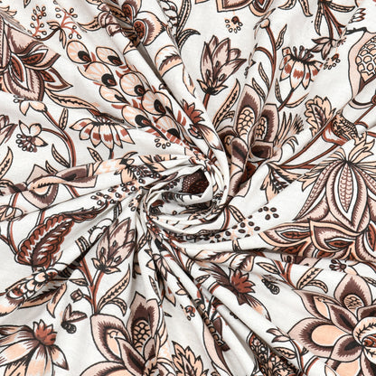 Rust Brown Floral Peacock Jaipuri Bedsheet