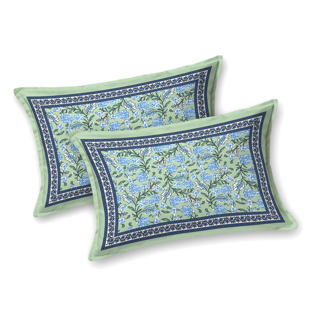 Green Blue Floral Print King size bedsheet
