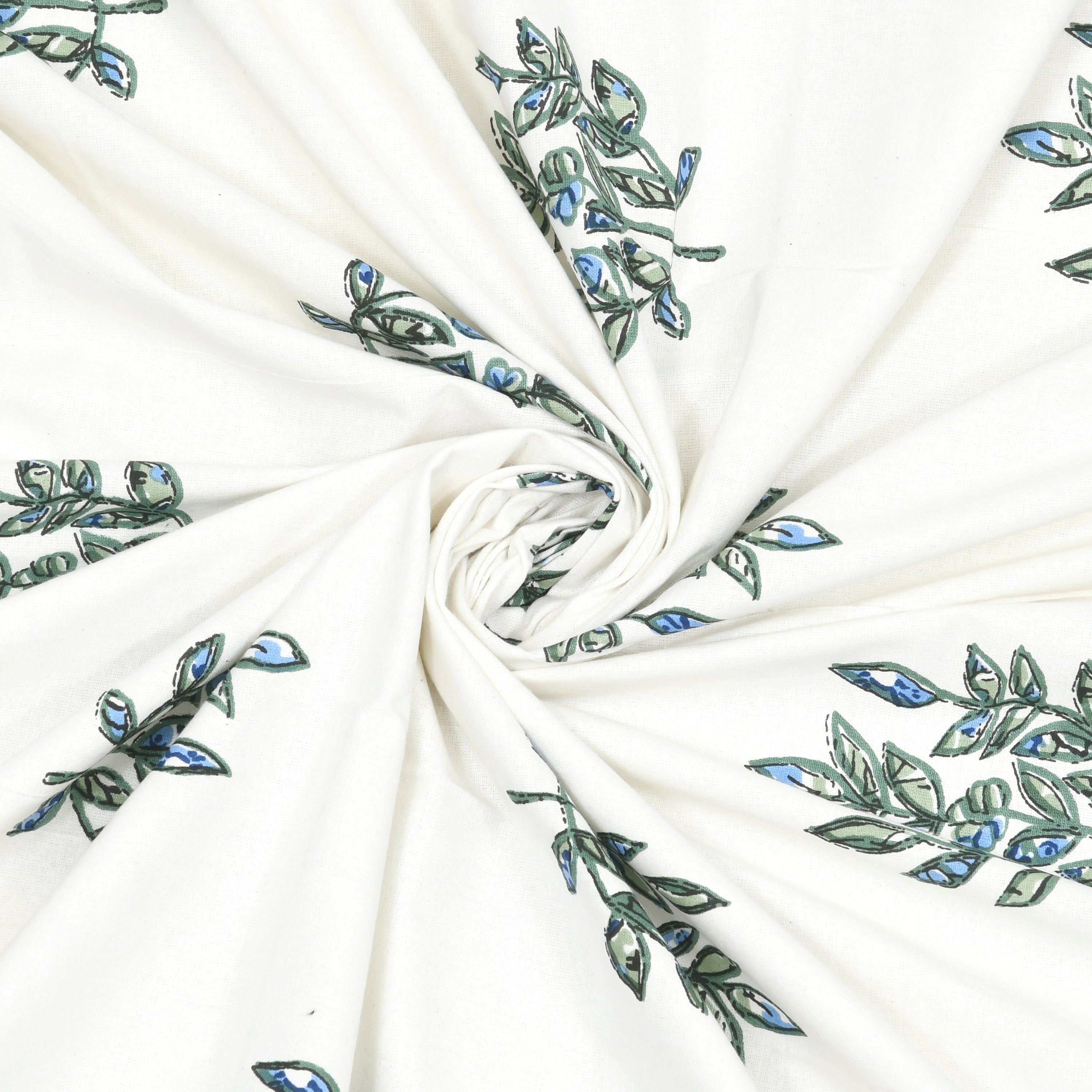 Green Blue Floral Print King size bedsheet
