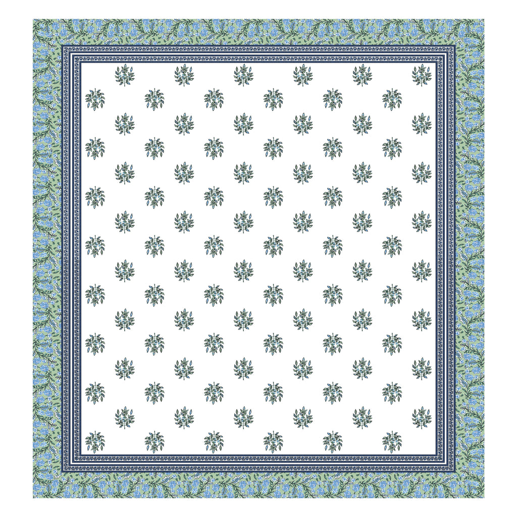 Green Blue Floral Print King size bedsheet