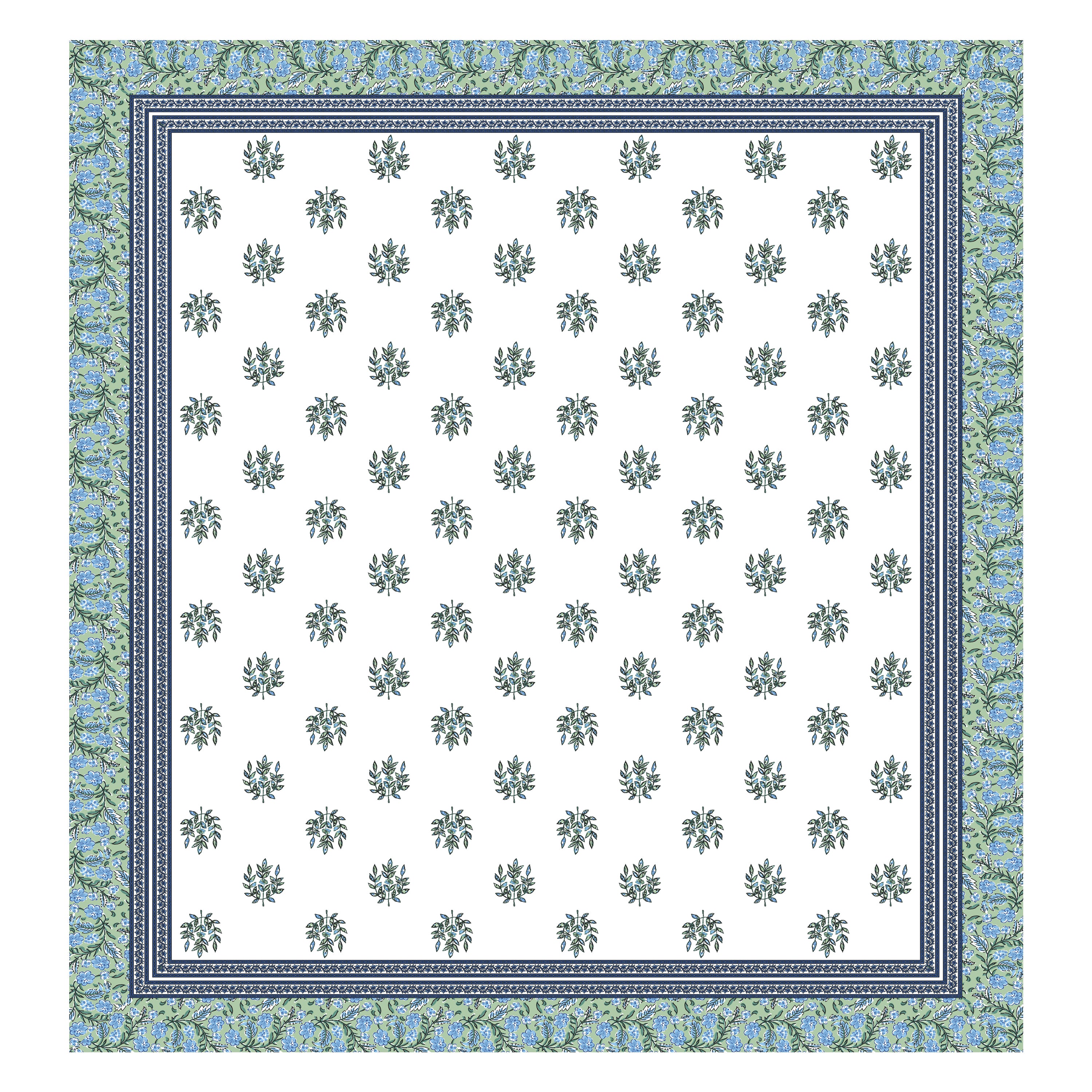 Green Blue Floral Print King size bedsheet
