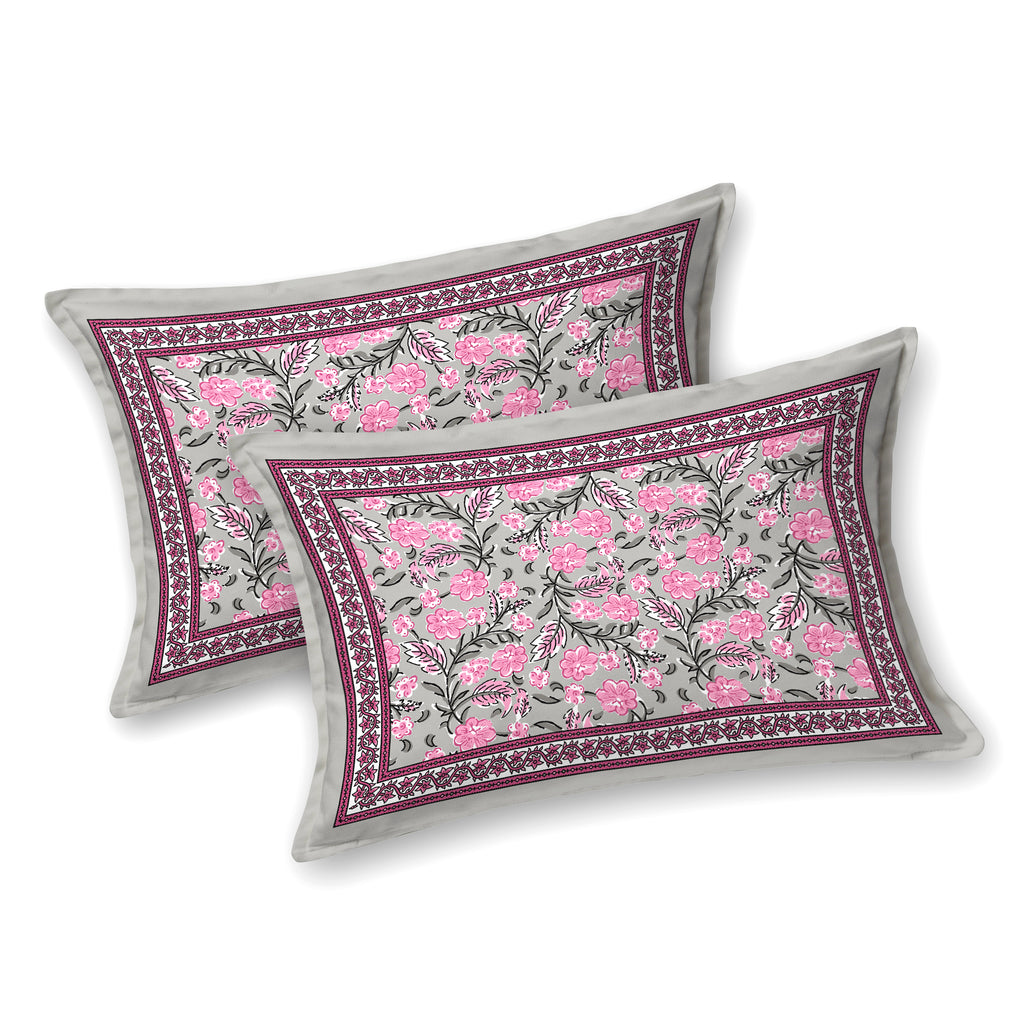Rose Grey Floral Print King size bedsheet